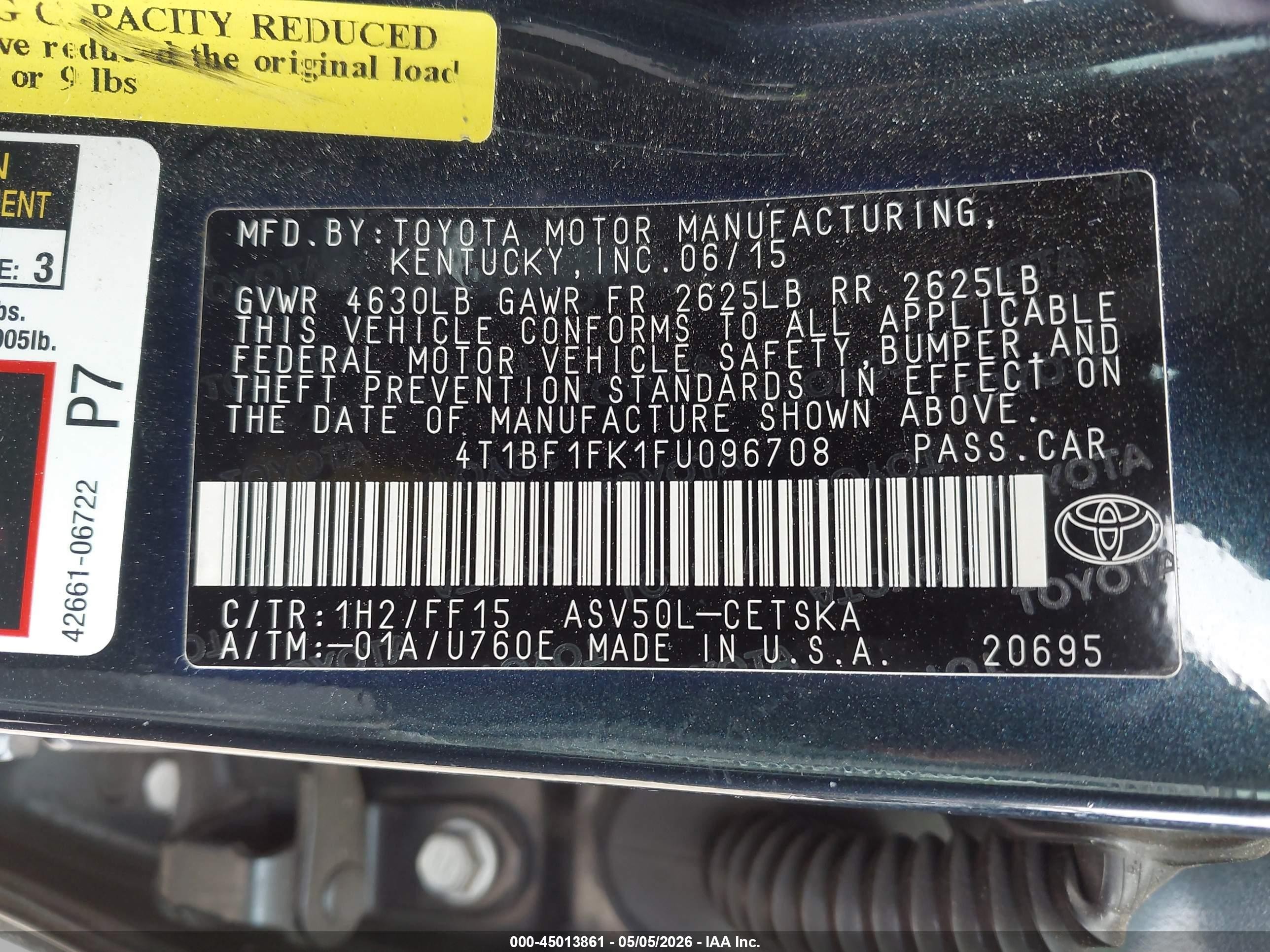 2015 Toyota Camry Se Черный vin: 4T1BF1FK1FU096708