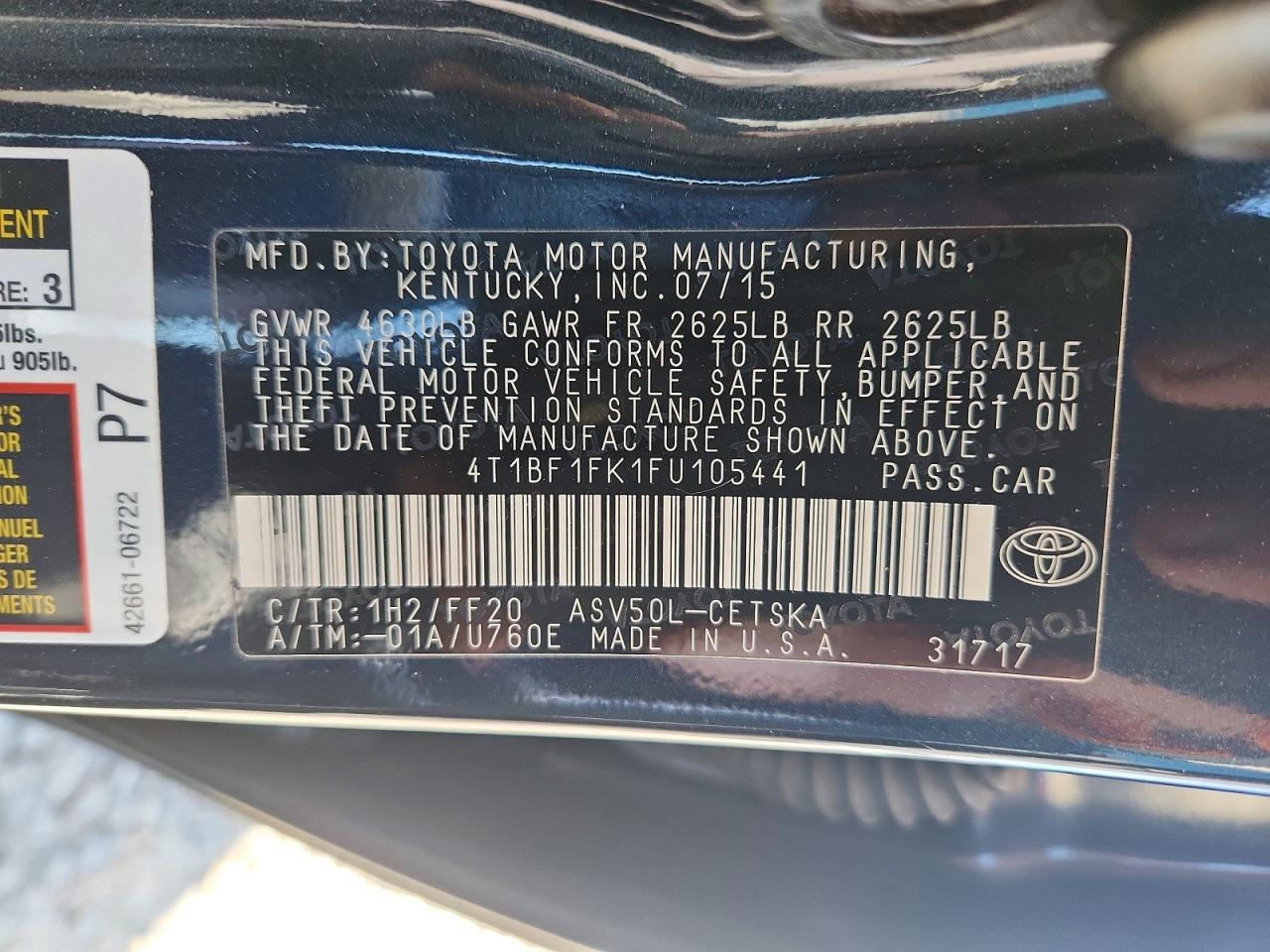 2015 Toyota Camry Se Gray vin: 4T1BF1FK1FU105441