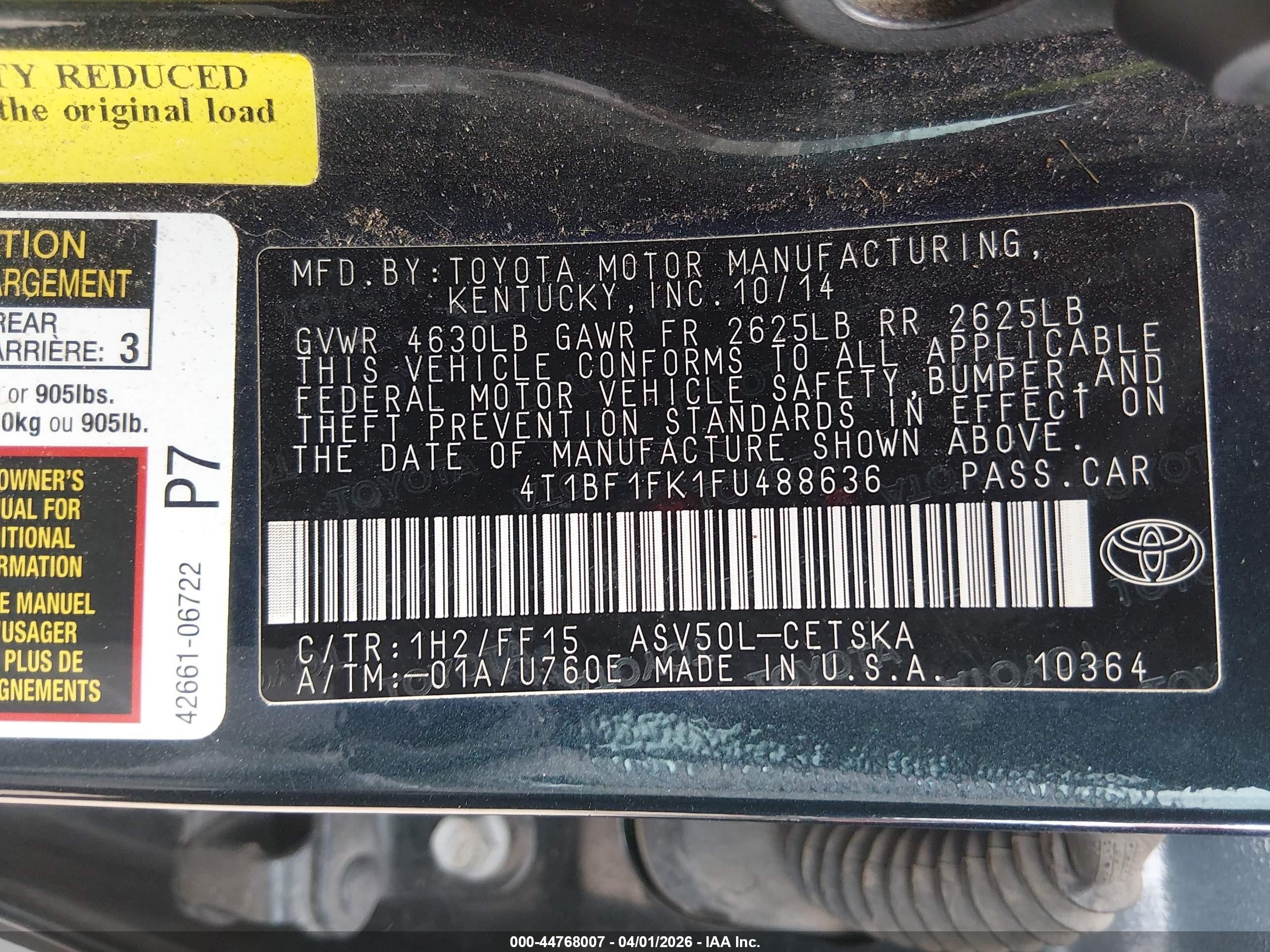 2015 Toyota Camry Se Black vin: 4T1BF1FK1FU488636