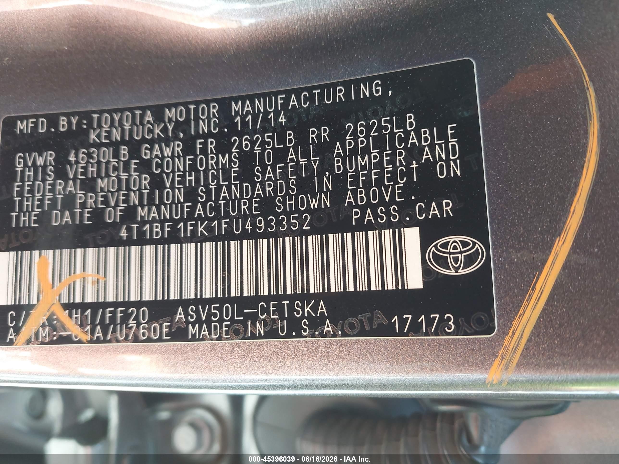 2015 Toyota Camry Se Серый vin: 4T1BF1FK1FU493352