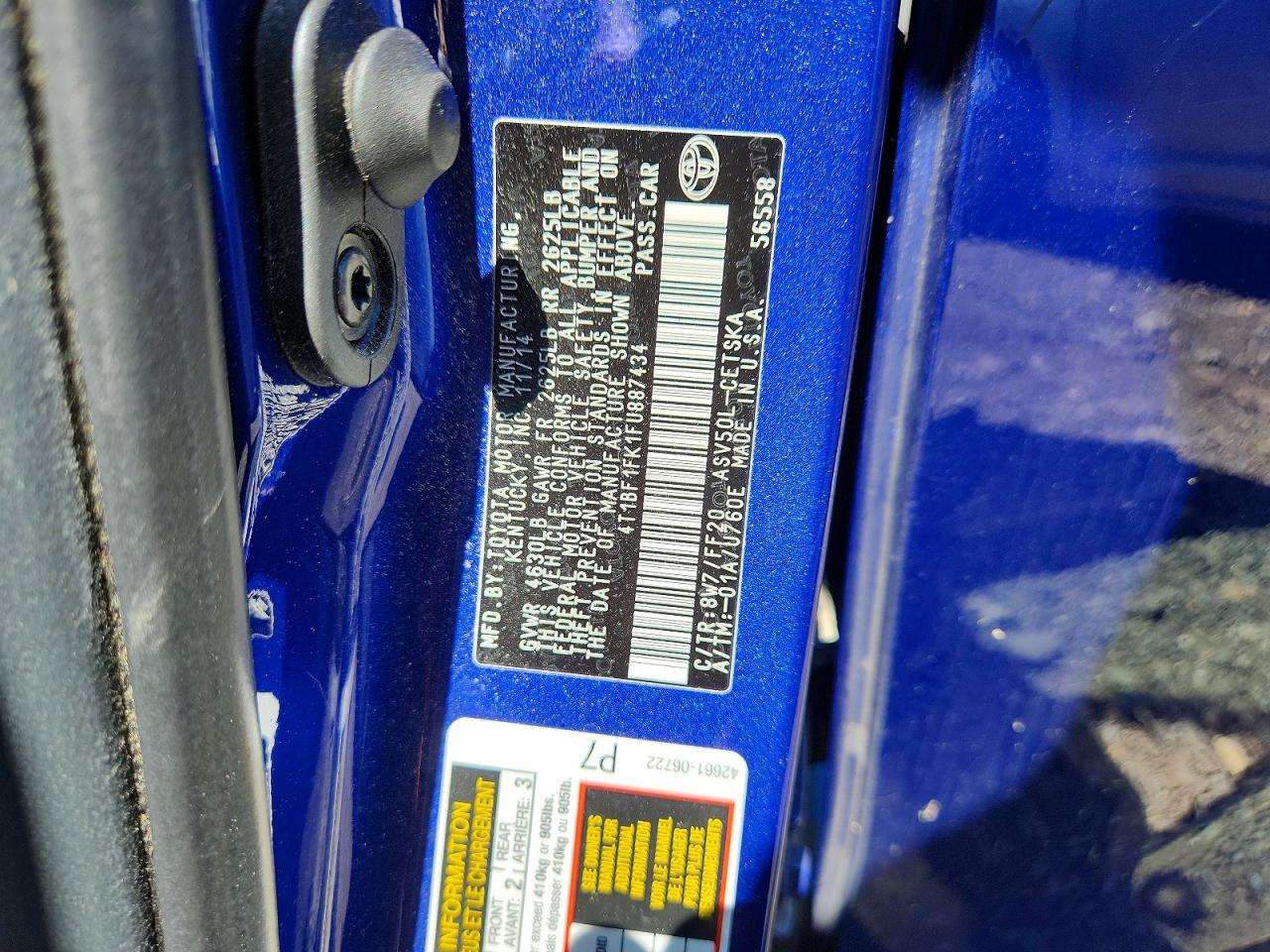 2015 Toyota Camry Se Blue vin: 4T1BF1FK1FU887434