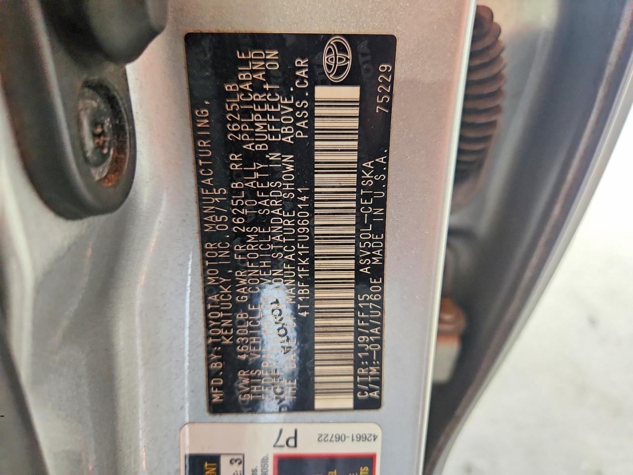 2015 Toyota Camry Se Silver vin: 4T1BF1FK1FU960141