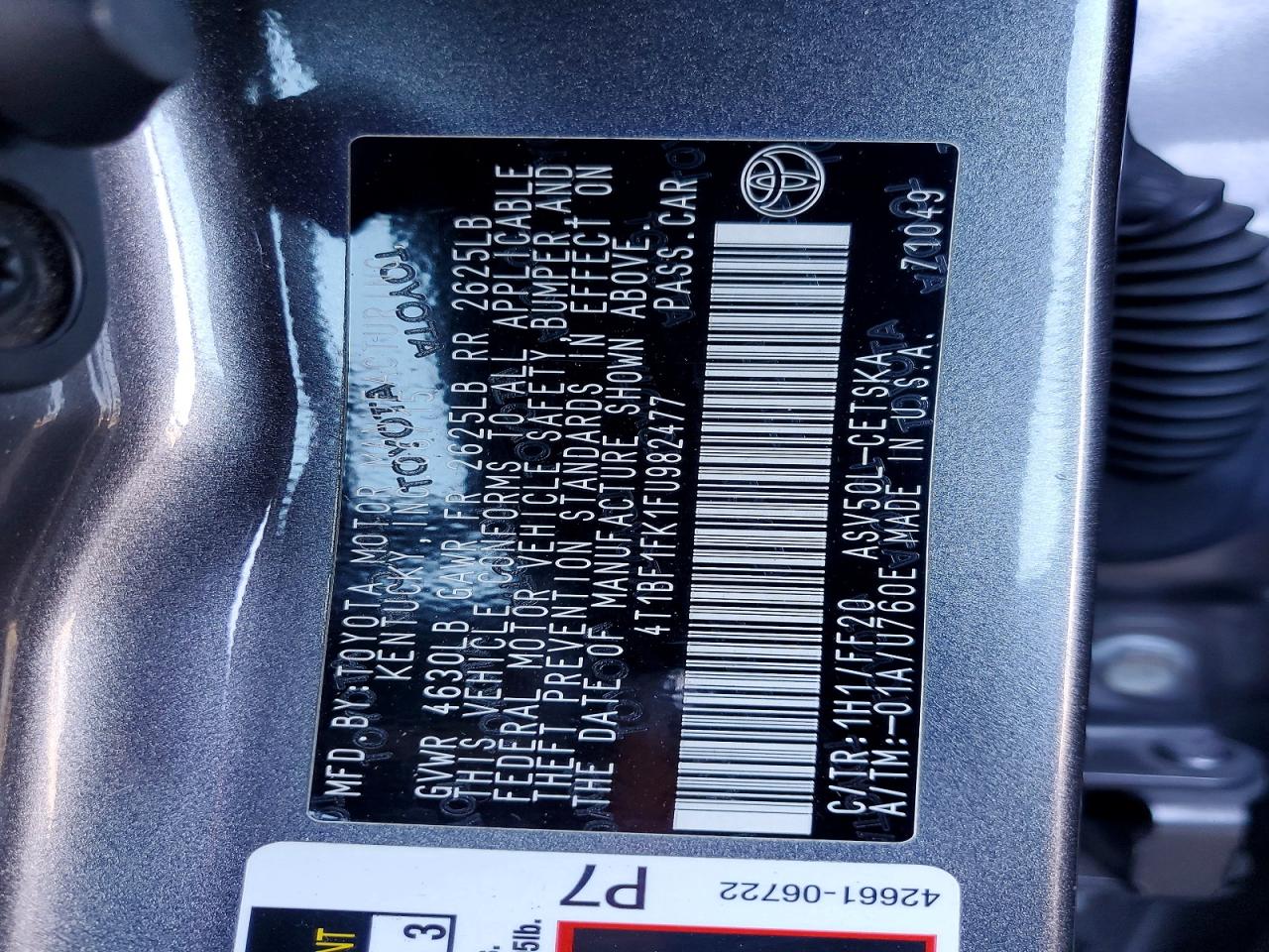 2015 Toyota Camry Se Gray vin: 4T1BF1FK1FU982477