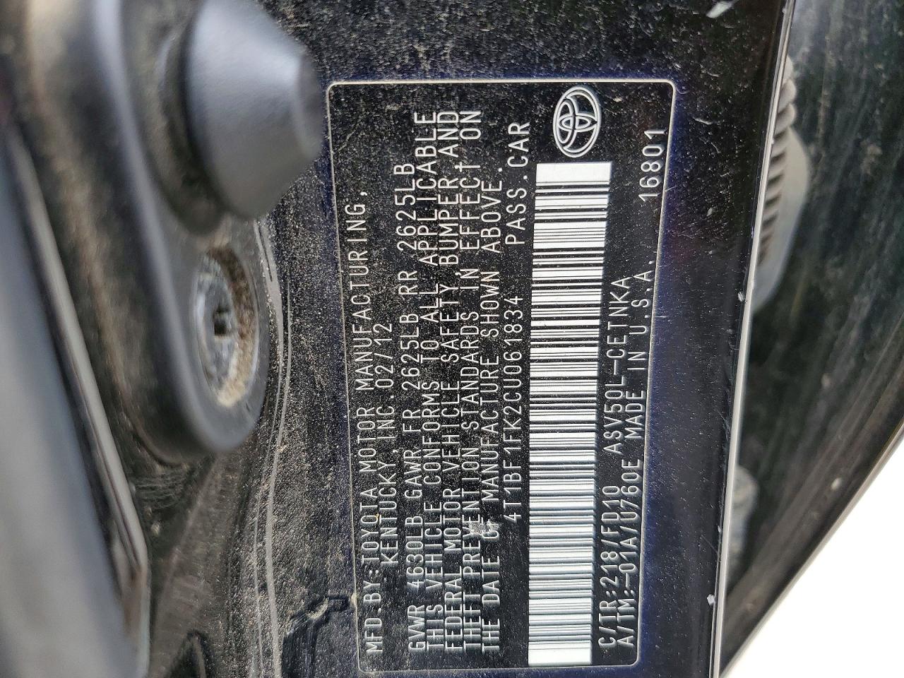 2012 Toyota Camry Le Gray vin: 4T1BF1FK2CU061834