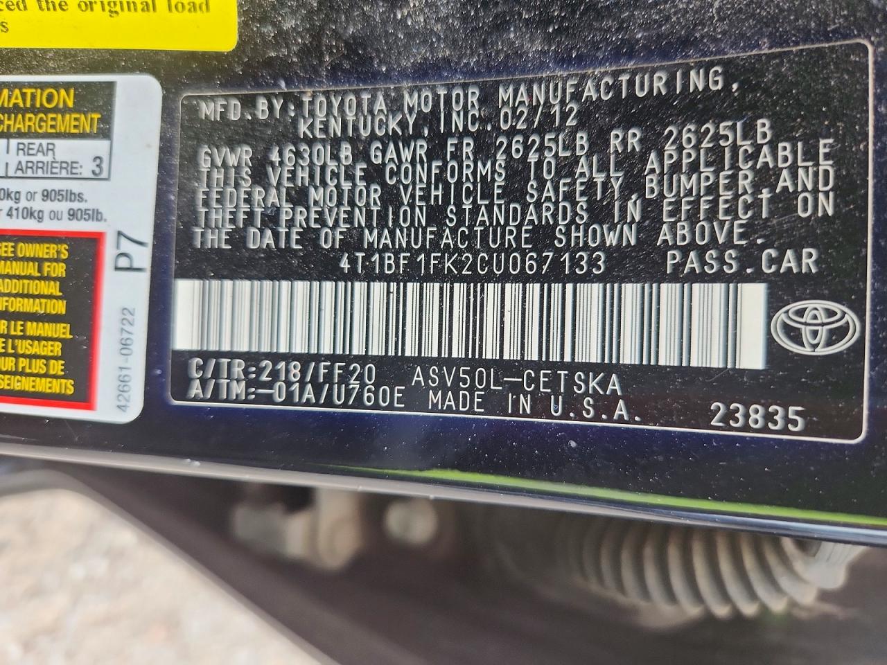 2012 Toyota Camry Se Черный vin: 4T1BF1FK2CU067133