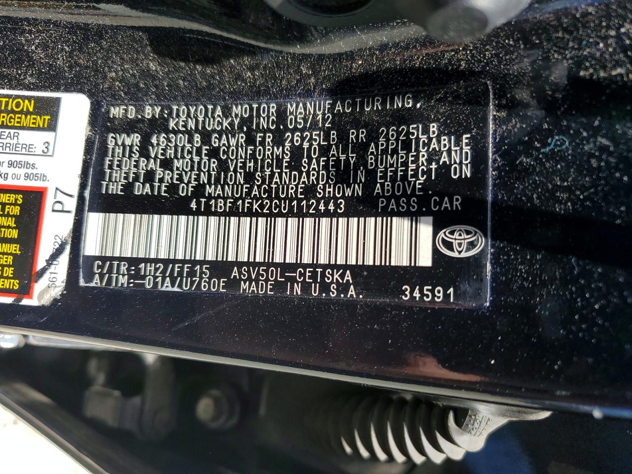 2012 Toyota Camry Se Синий vin: 4T1BF1FK2CU112443