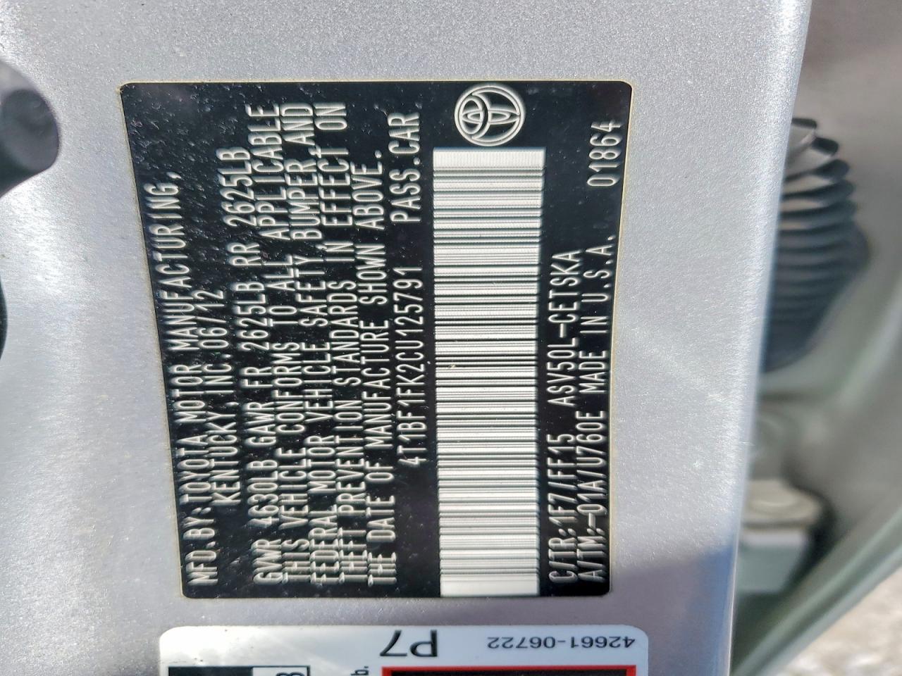 2012 Toyota Camry Se Silver vin: 4T1BF1FK2CU125791