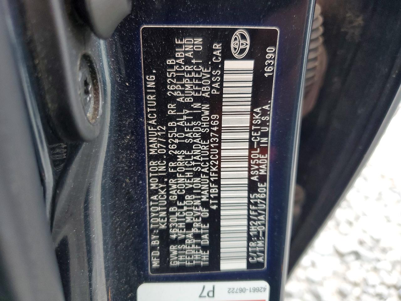 2012 Toyota Camry Se Black vin: 4T1BF1FK2CU137469