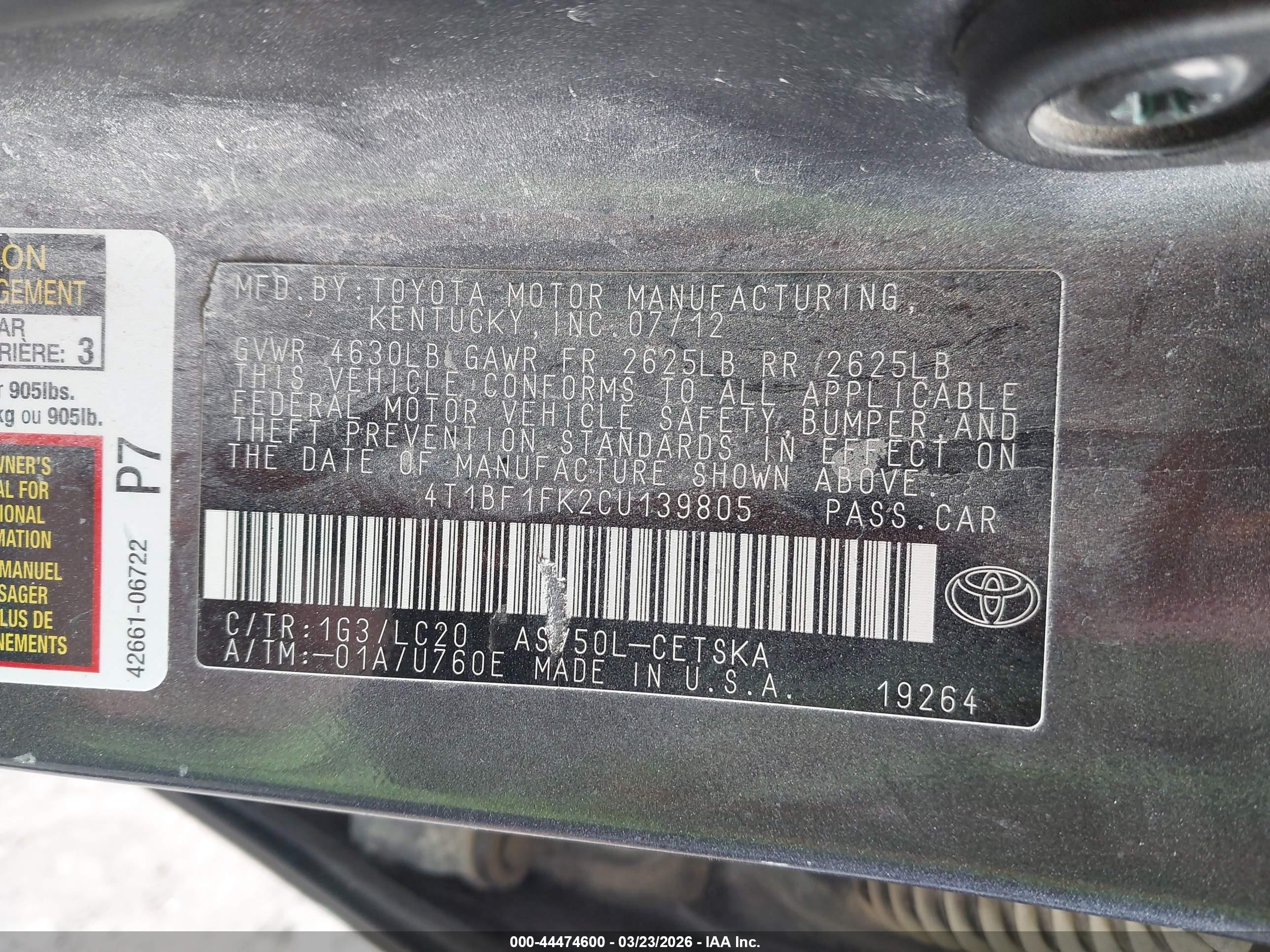 2012 Toyota Camry Se Gray vin: 4T1BF1FK2CU139805