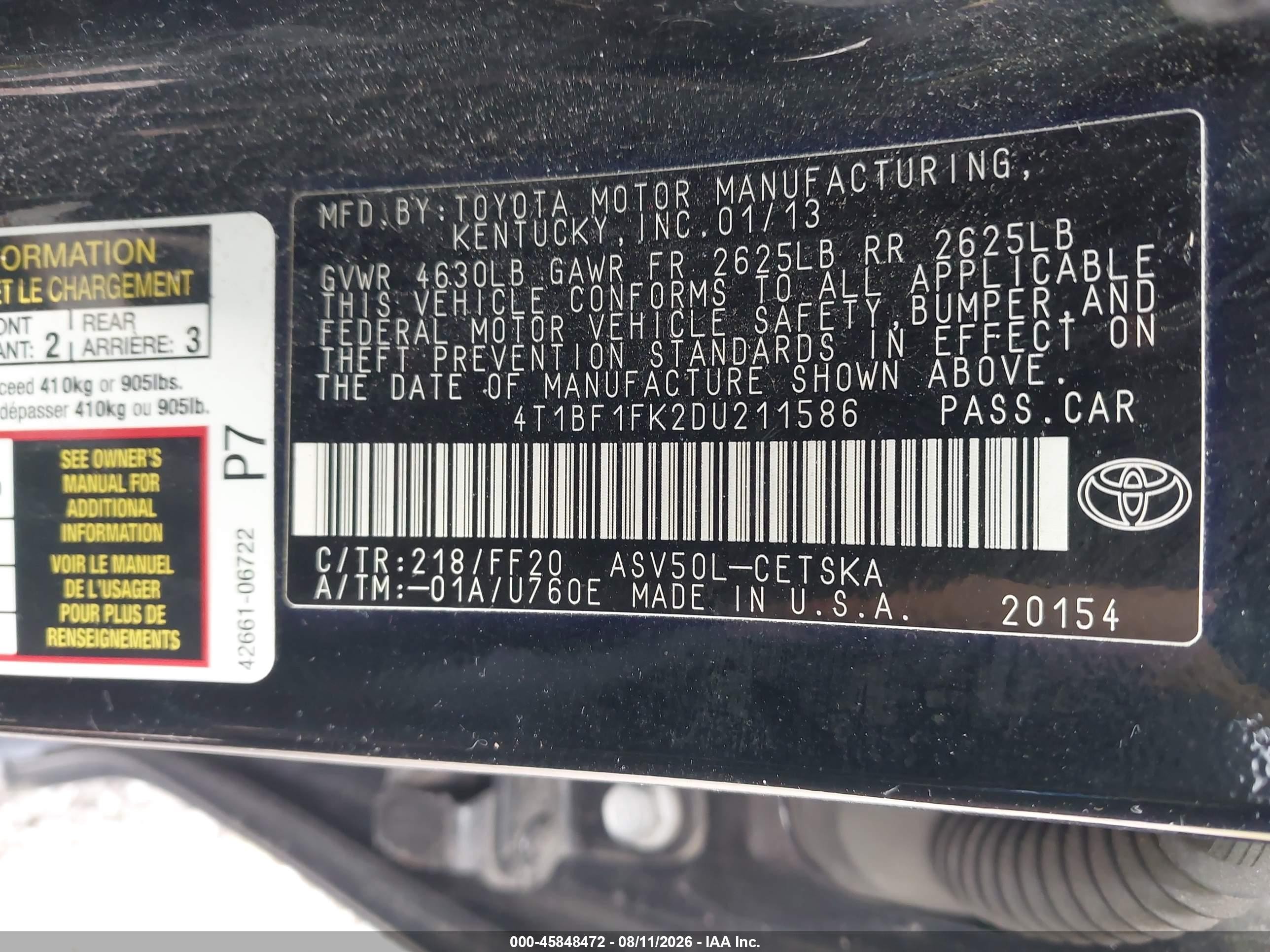 2013 Toyota Camry Se Black vin: 4T1BF1FK2DU211586