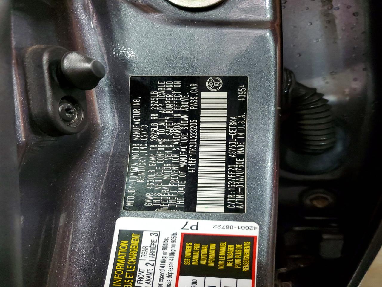 2013 Toyota Camry Se Gray vin: 4T1BF1FK2DU223205