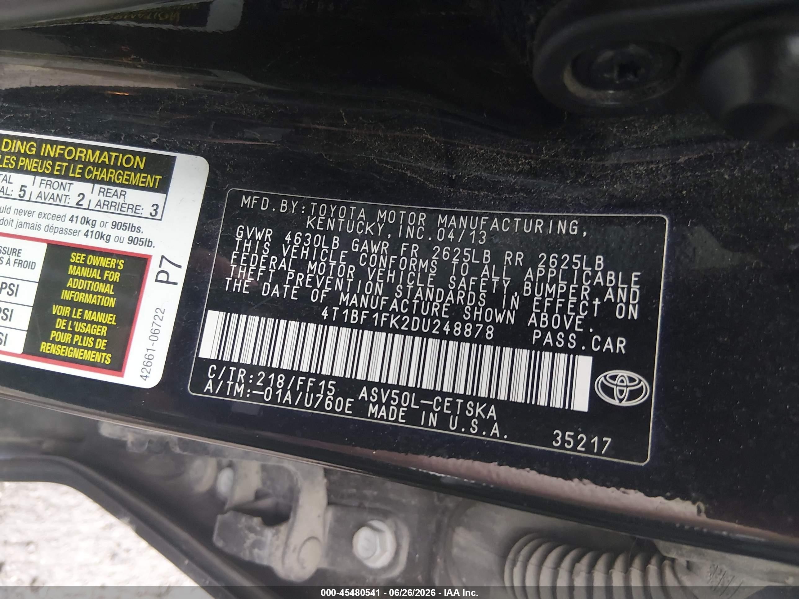 2013 Toyota Camry Se Black vin: 4T1BF1FK2DU248878