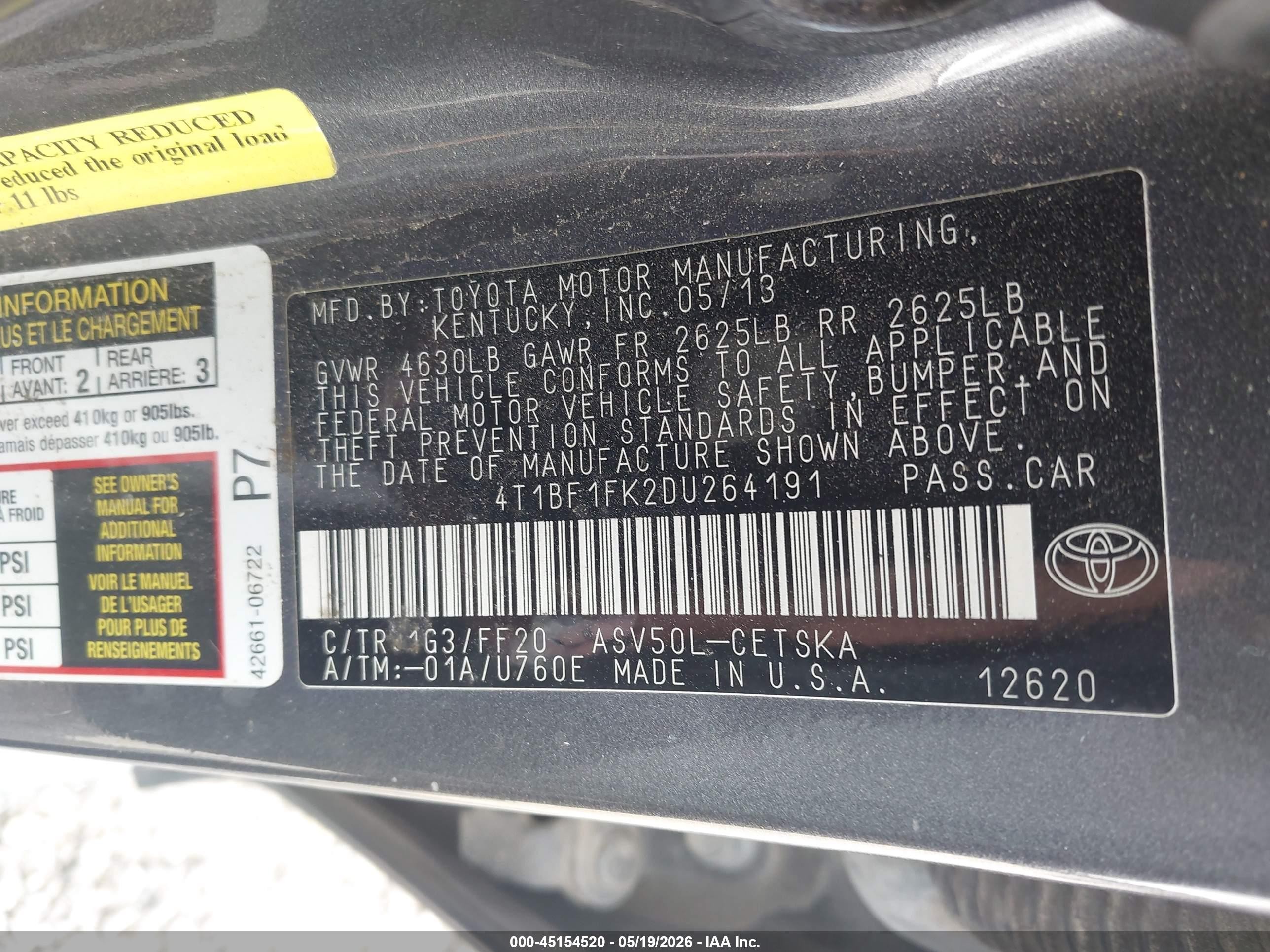 2013 Toyota Camry Se Gray vin: 4T1BF1FK2DU264191