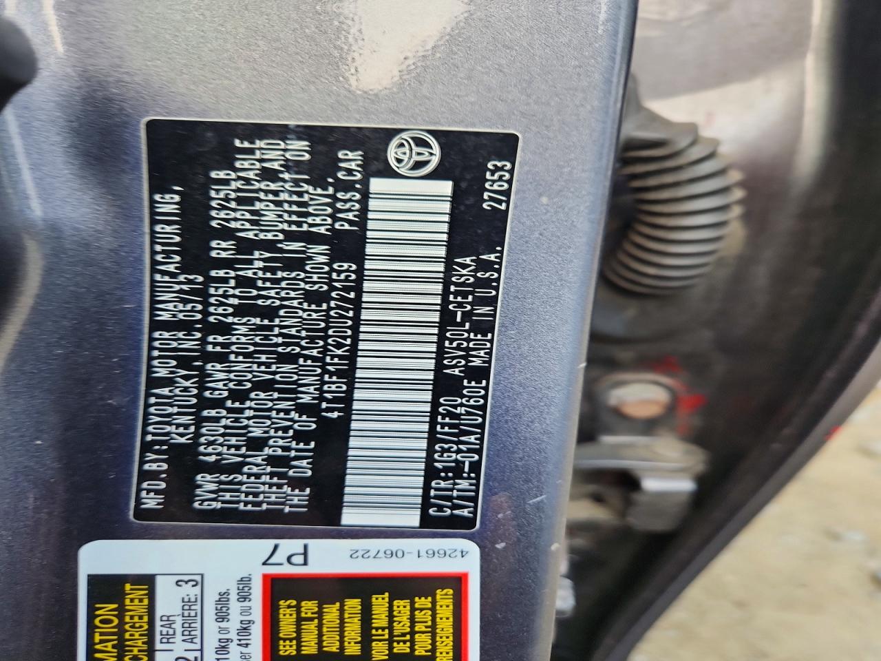 2013 Toyota Camry Se Gray vin: 4T1BF1FK2DU272159