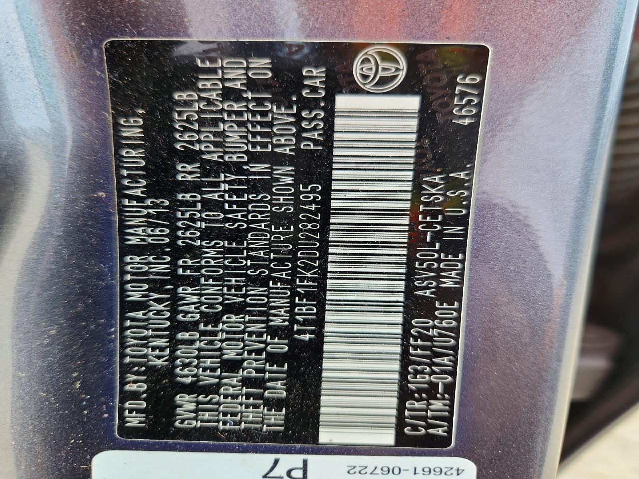 2013 Toyota Camry Se Gray vin: 4T1BF1FK2DU282495