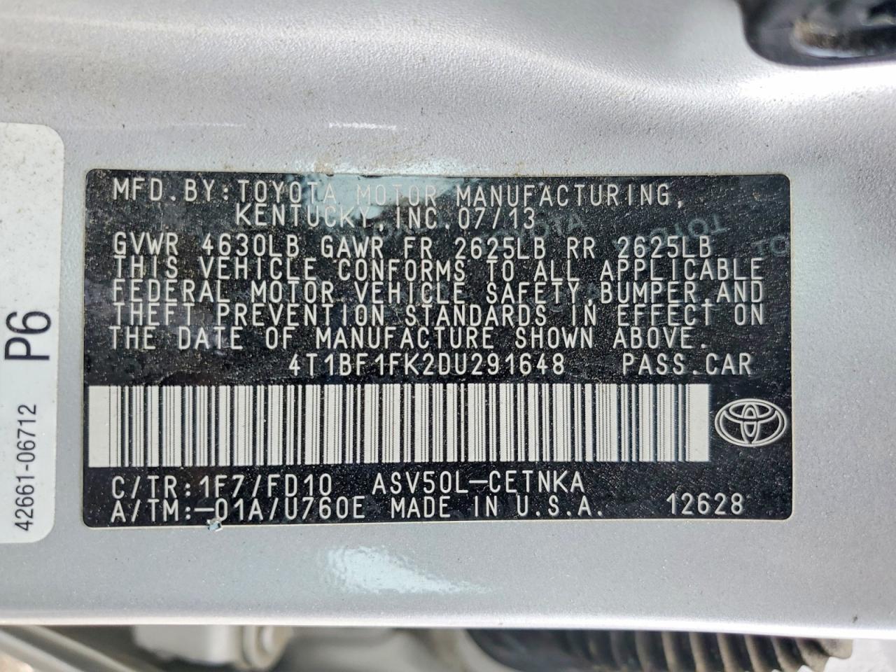 2013 Toyota Camry Le Silver vin: 4T1BF1FK2DU291648