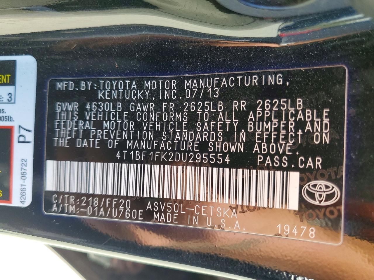 2013 Toyota Camry Se Black vin: 4T1BF1FK2DU295554