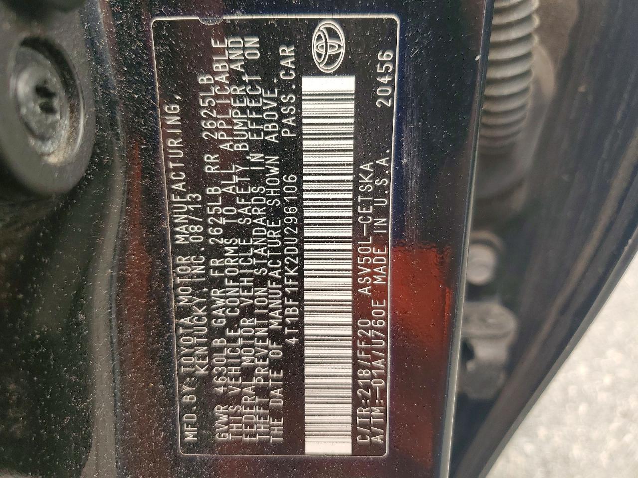2013 Toyota Camry Se Black vin: 4T1BF1FK2DU296106