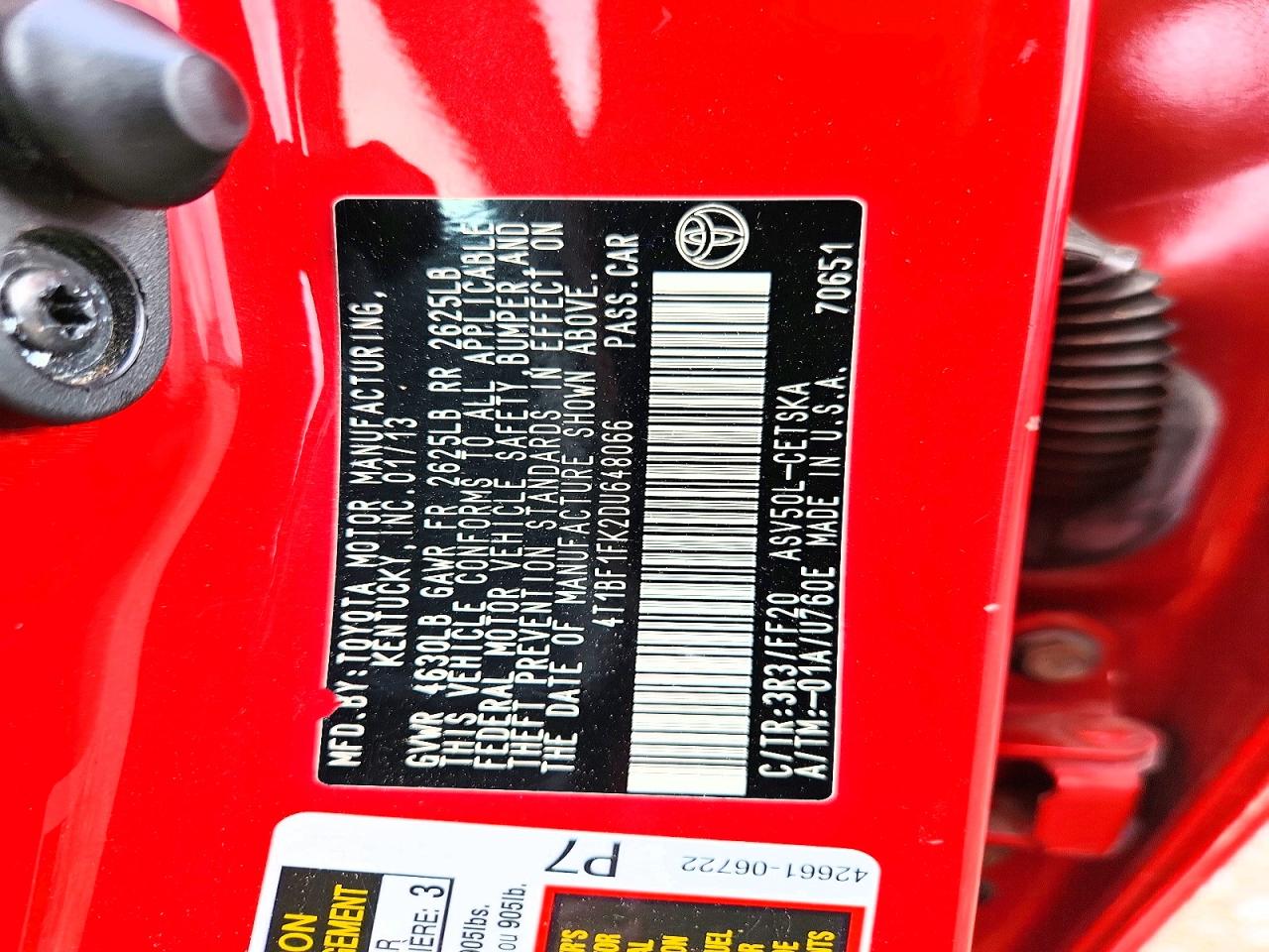 2013 Toyota Camry Se Red vin: 4T1BF1FK2DU648066