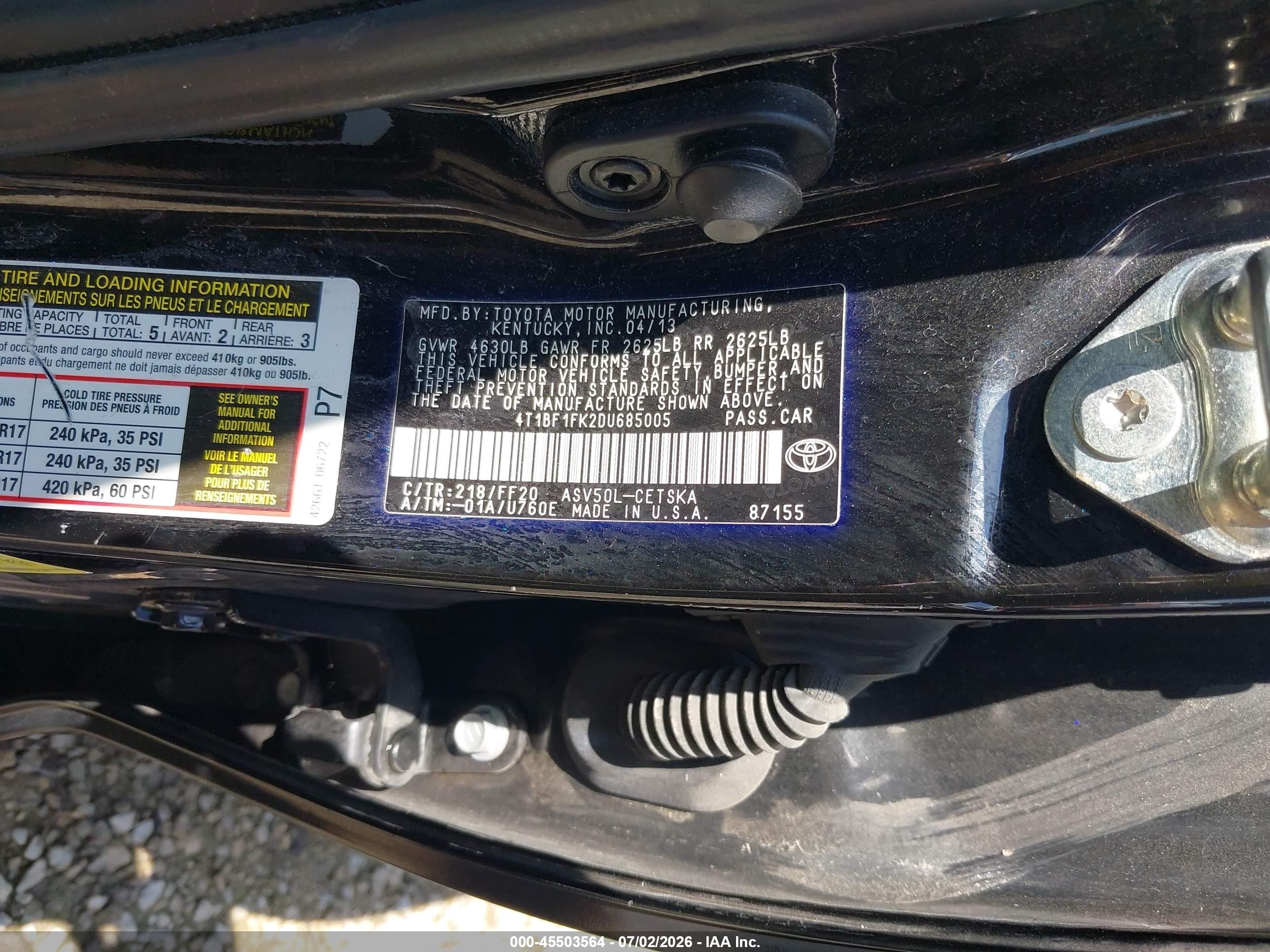 2013 Toyota Camry Se Black vin: 4T1BF1FK2DU685005