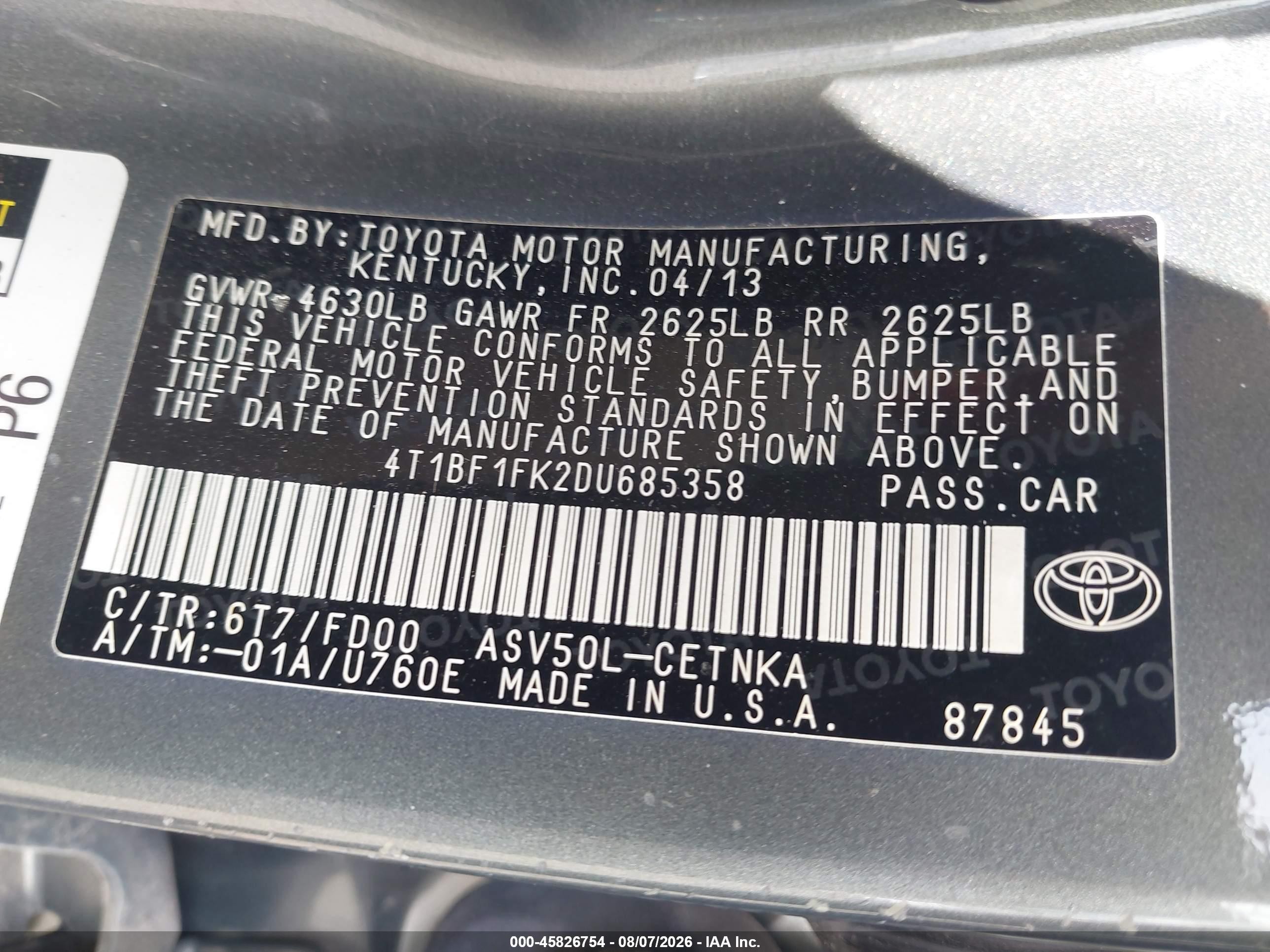2013 Toyota Camry L/se/le/xle Green vin: 4T1BF1FK2DU685358