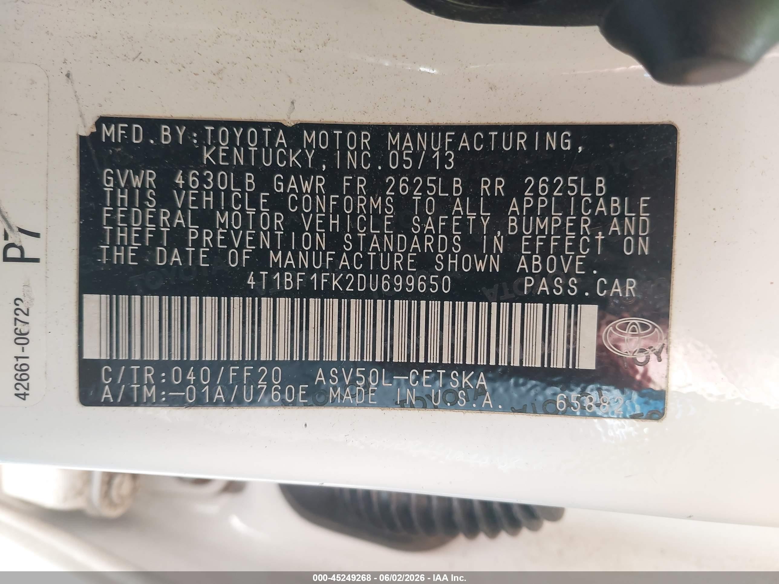 2013 Toyota Camry Se White vin: 4T1BF1FK2DU699650