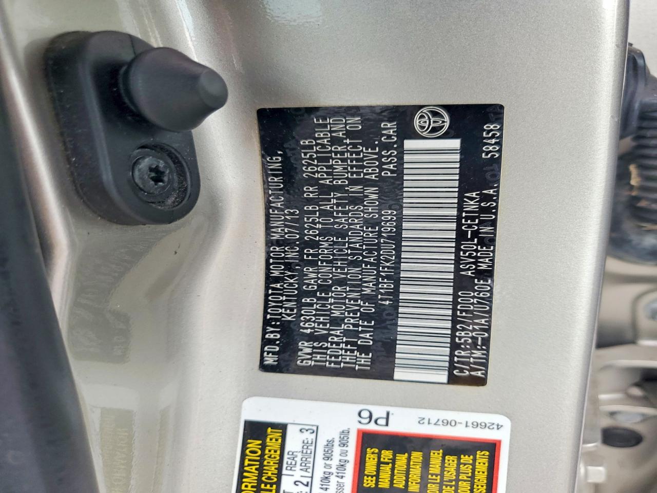 2013 Toyota Camry Le Золотой vin: 4T1BF1FK2DU719699