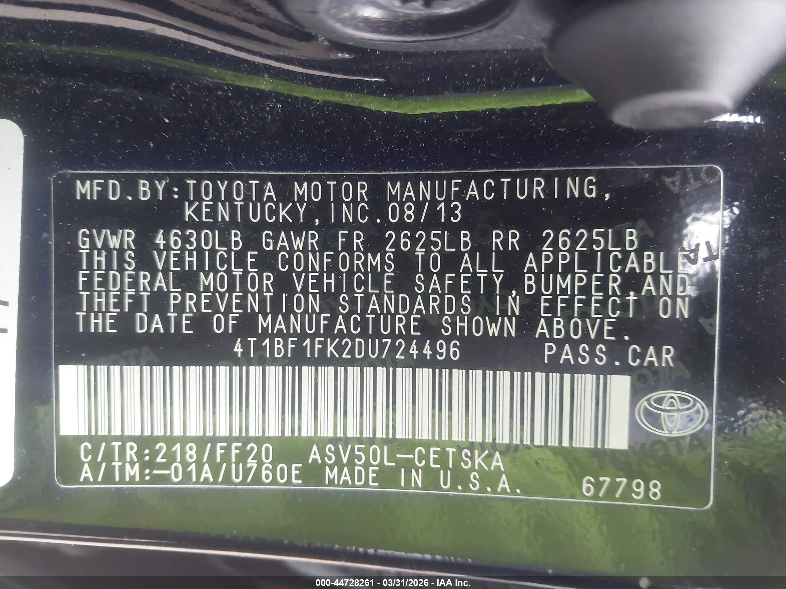 2013 Toyota Camry Se Black vin: 4T1BF1FK2DU724496