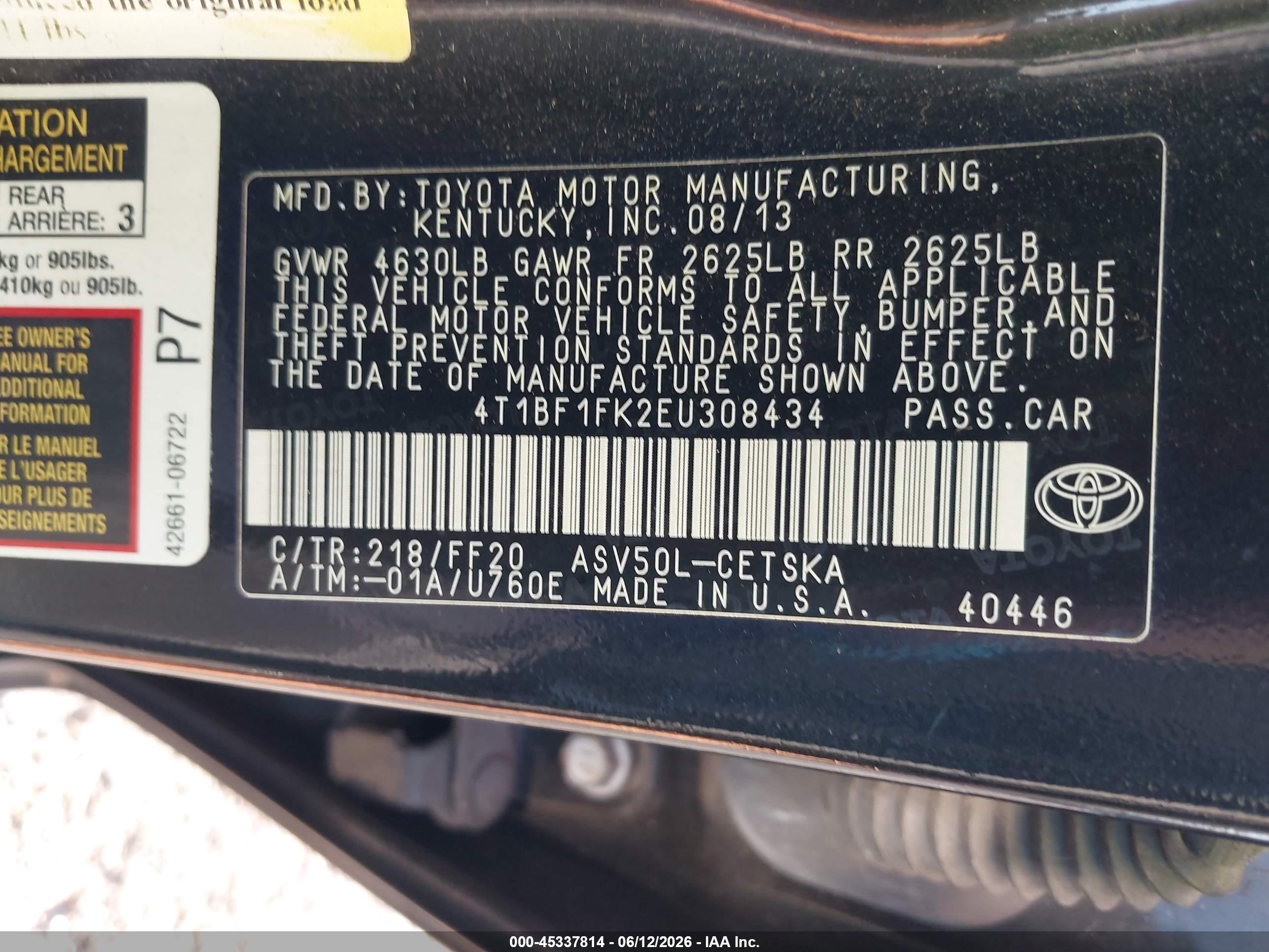 2014 Toyota Camry Se Черный vin: 4T1BF1FK2EU308434
