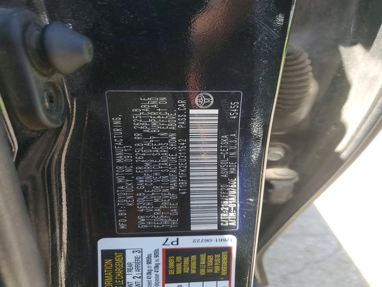 2014 Toyota Camry Se Черный vin: 4T1BF1FK2EU311642