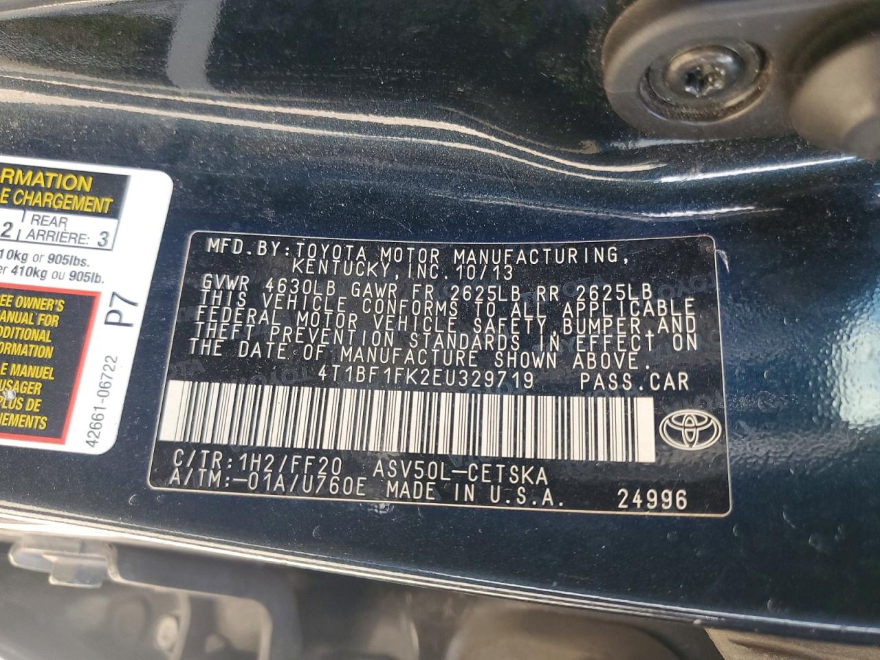 2014 Toyota Camry Se Charcoal vin: 4T1BF1FK2EU329719