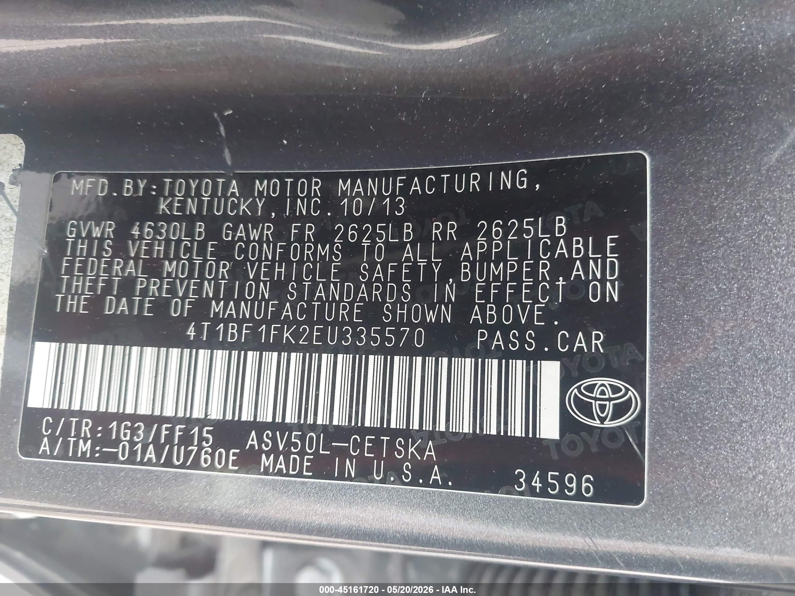 2014 Toyota Camry Se Black vin: 4T1BF1FK2EU335570