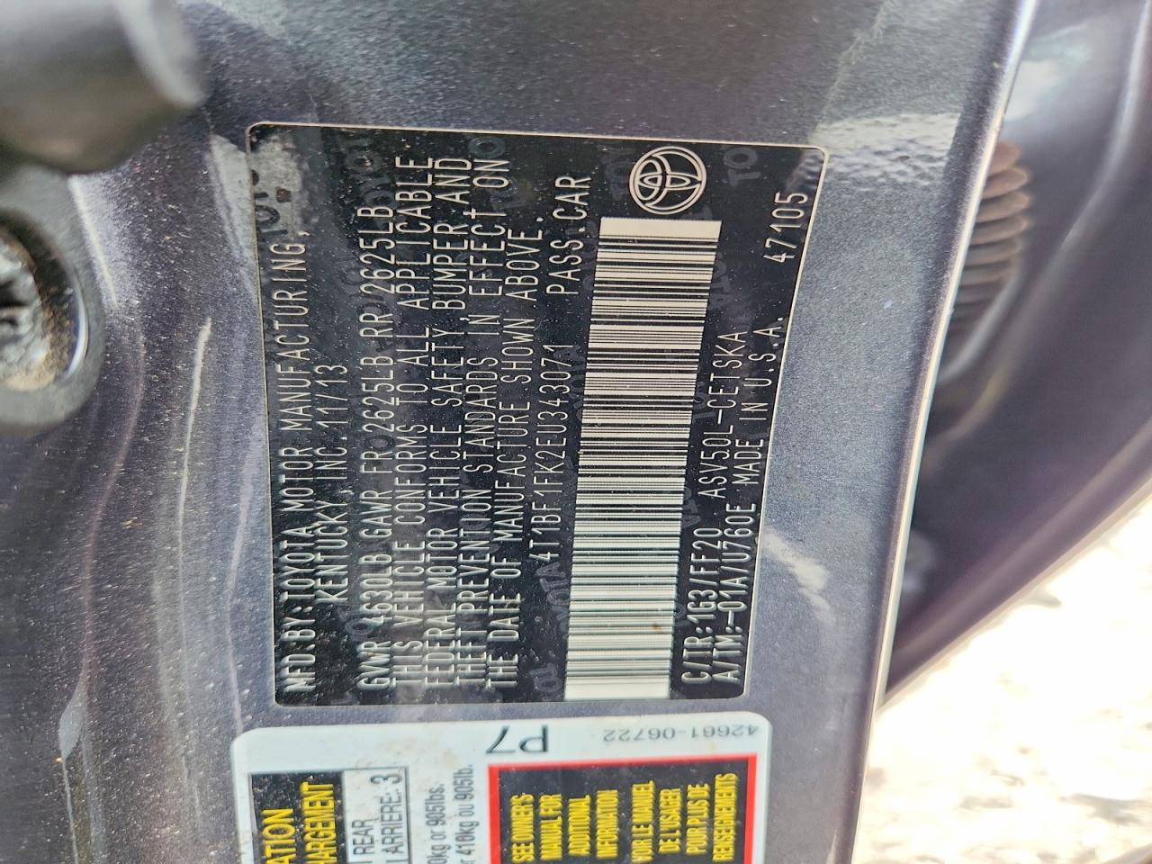 2014 Toyota Camry Se Gray vin: 4T1BF1FK2EU343071