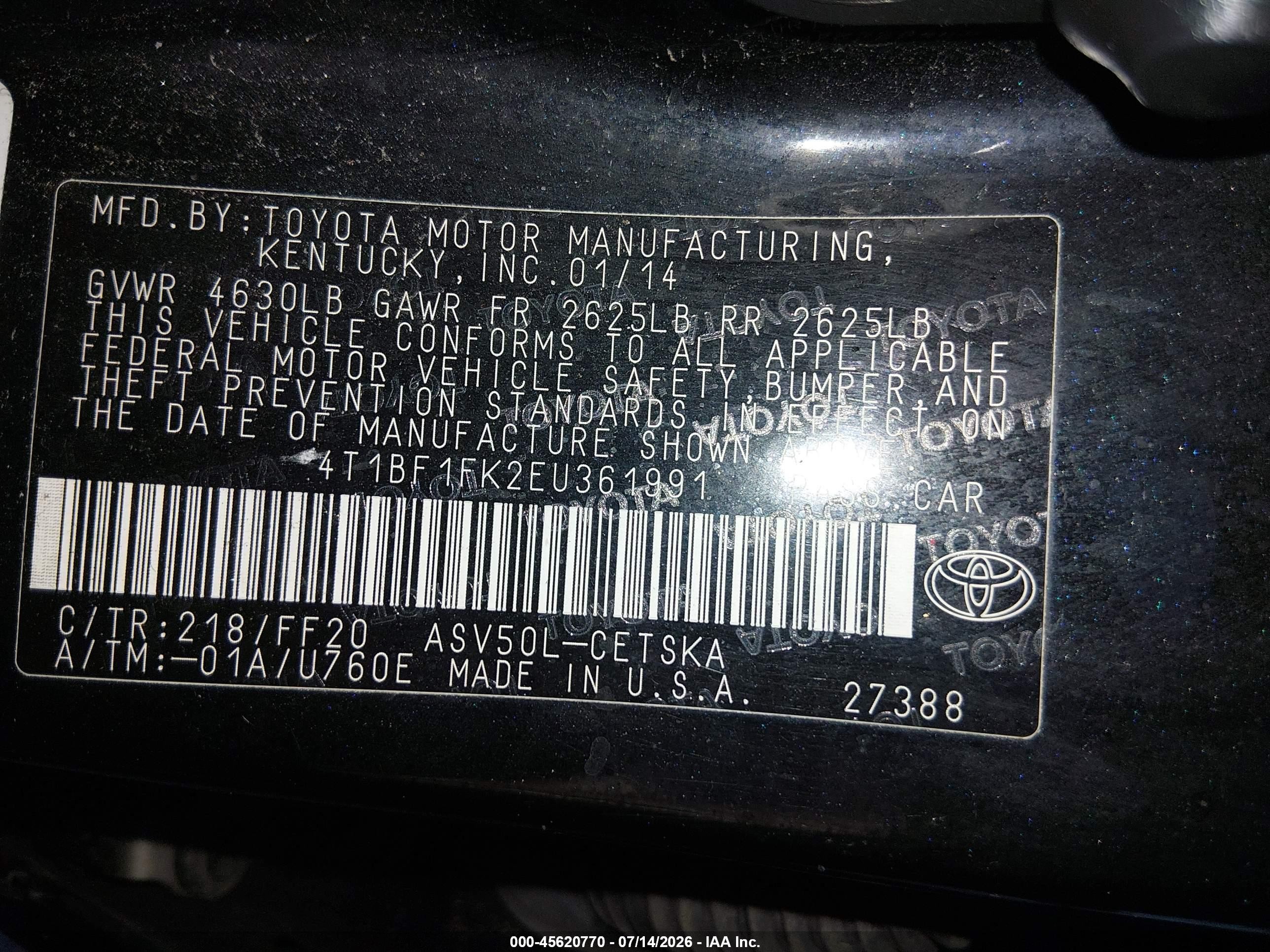 2014 Toyota Camry Se Black vin: 4T1BF1FK2EU361991
