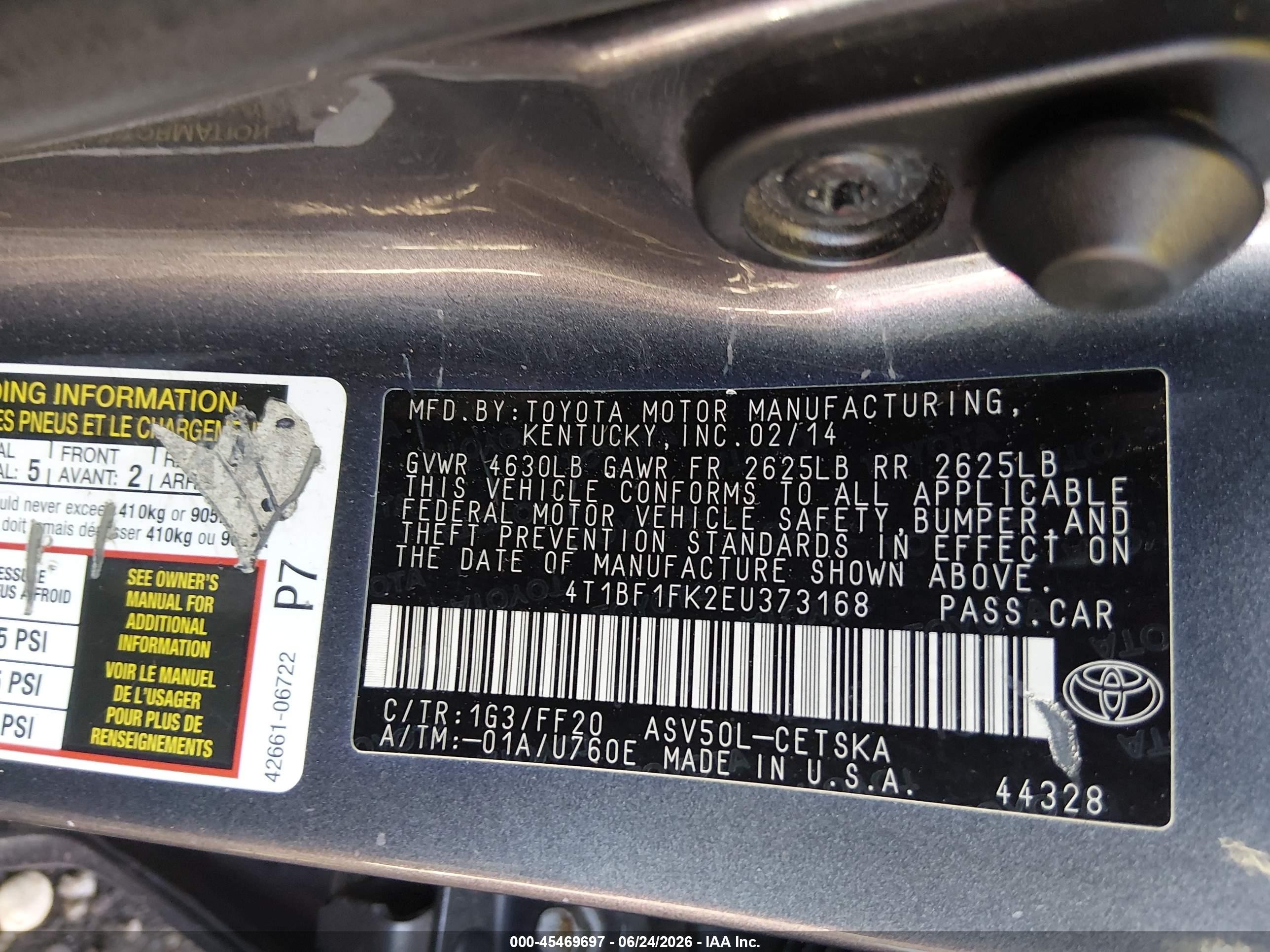 2014 Toyota Camry Se Gray vin: 4T1BF1FK2EU373168