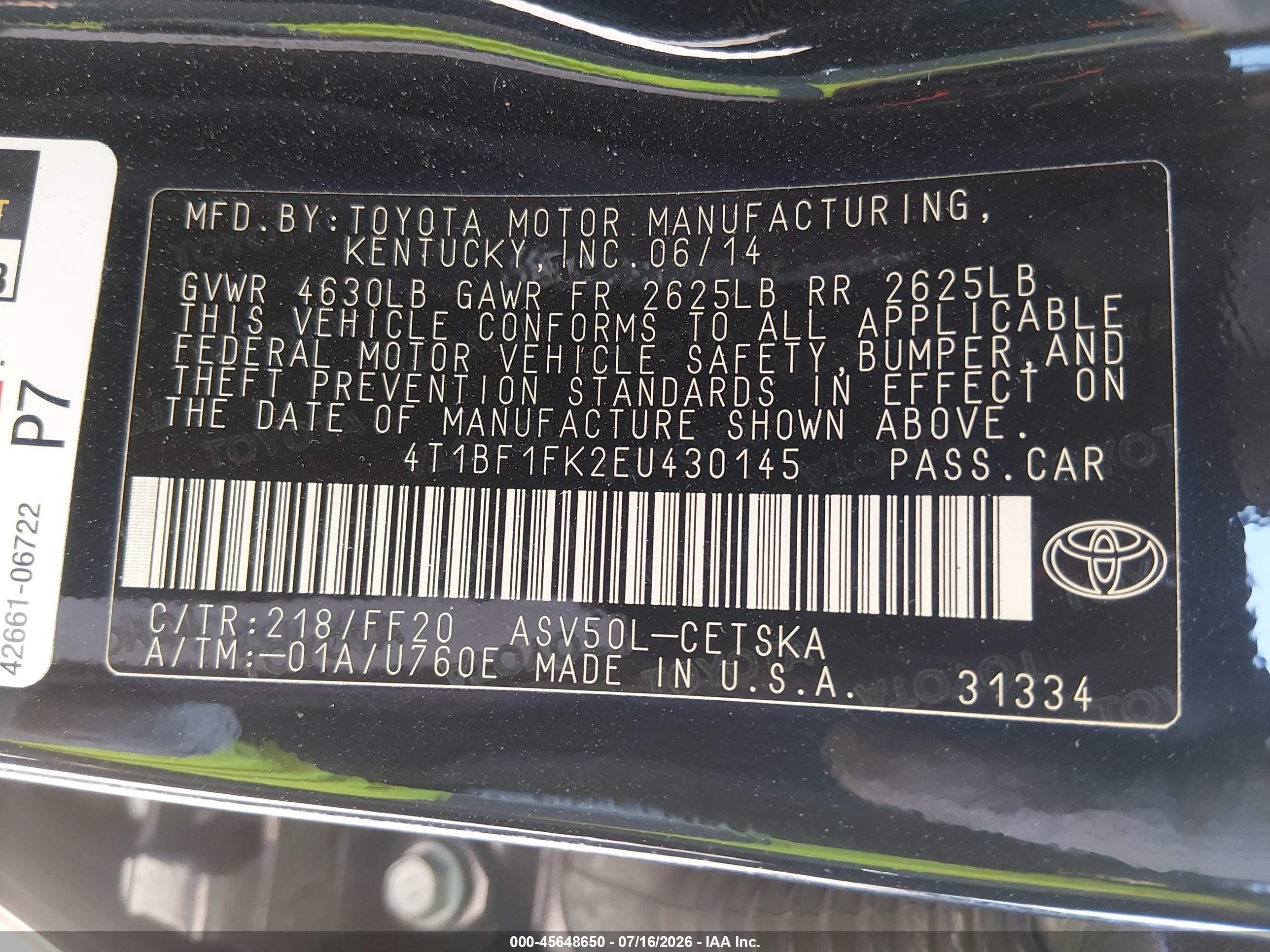 2014 Toyota Camry Se Black vin: 4T1BF1FK2EU430145
