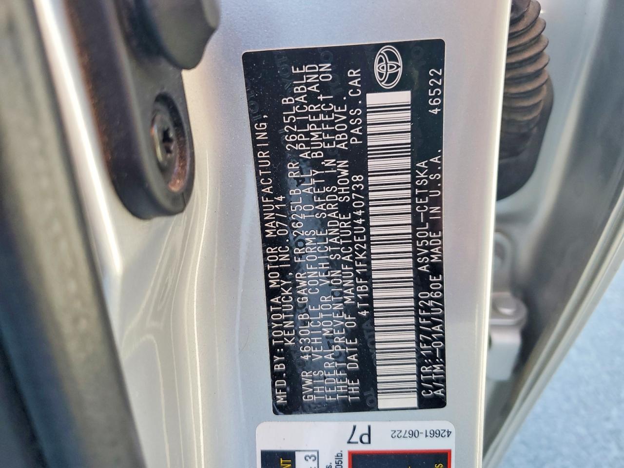 2014 Toyota Camry Se Серебряный vin: 4T1BF1FK2EU440738