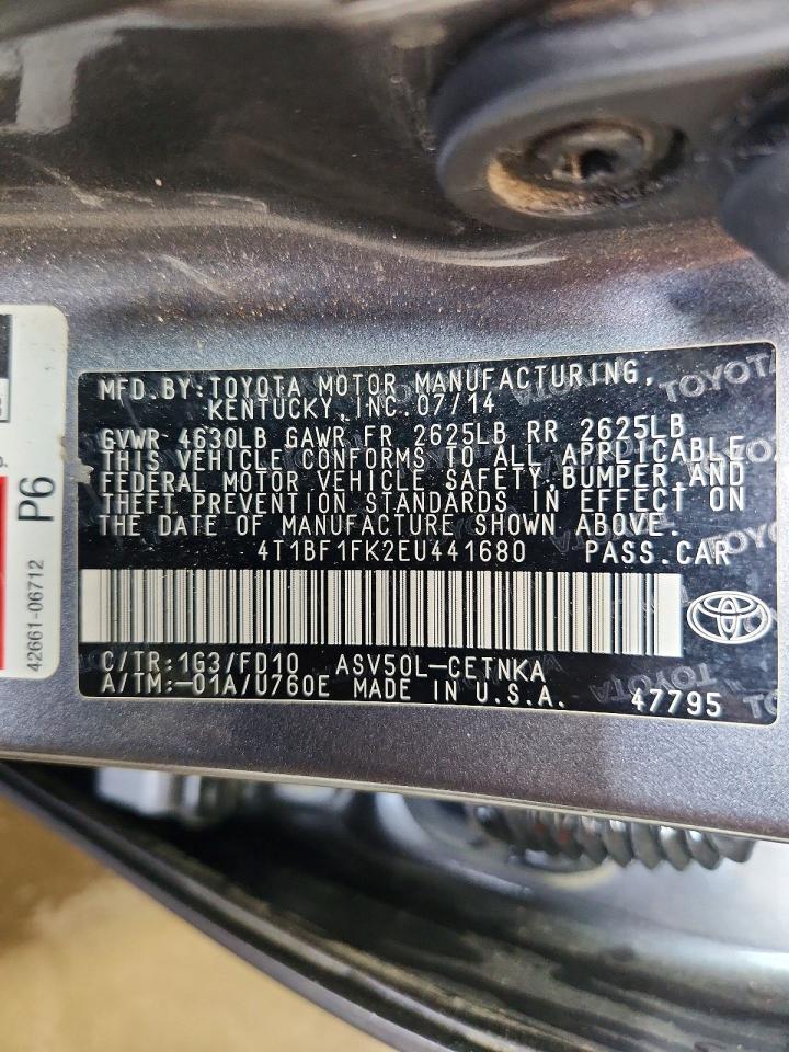 2014 Toyota Camry Le Серый vin: 4T1BF1FK2EU441680