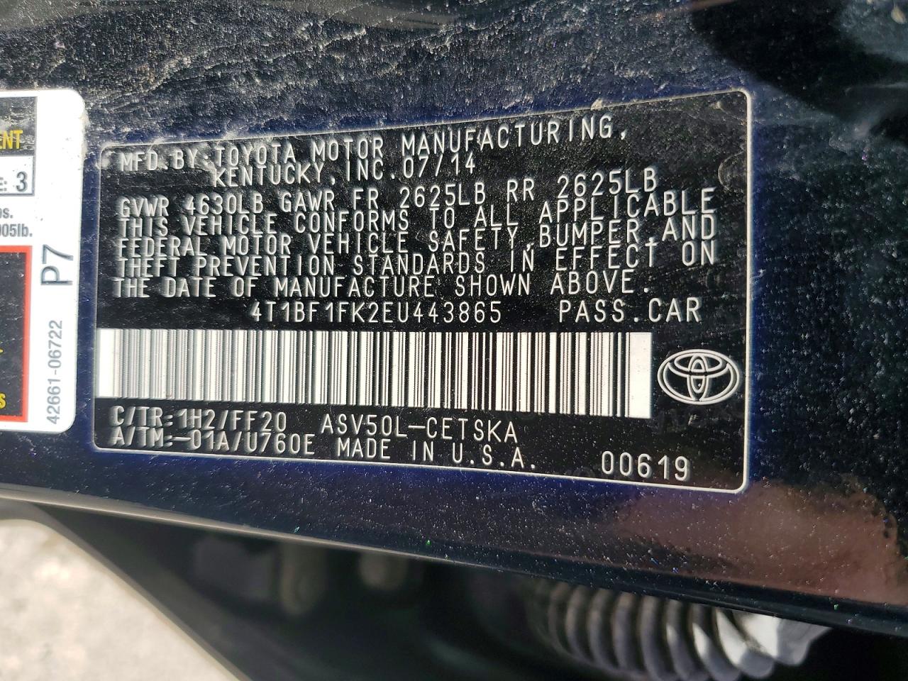 2014 Toyota Camry Se Blue vin: 4T1BF1FK2EU443865