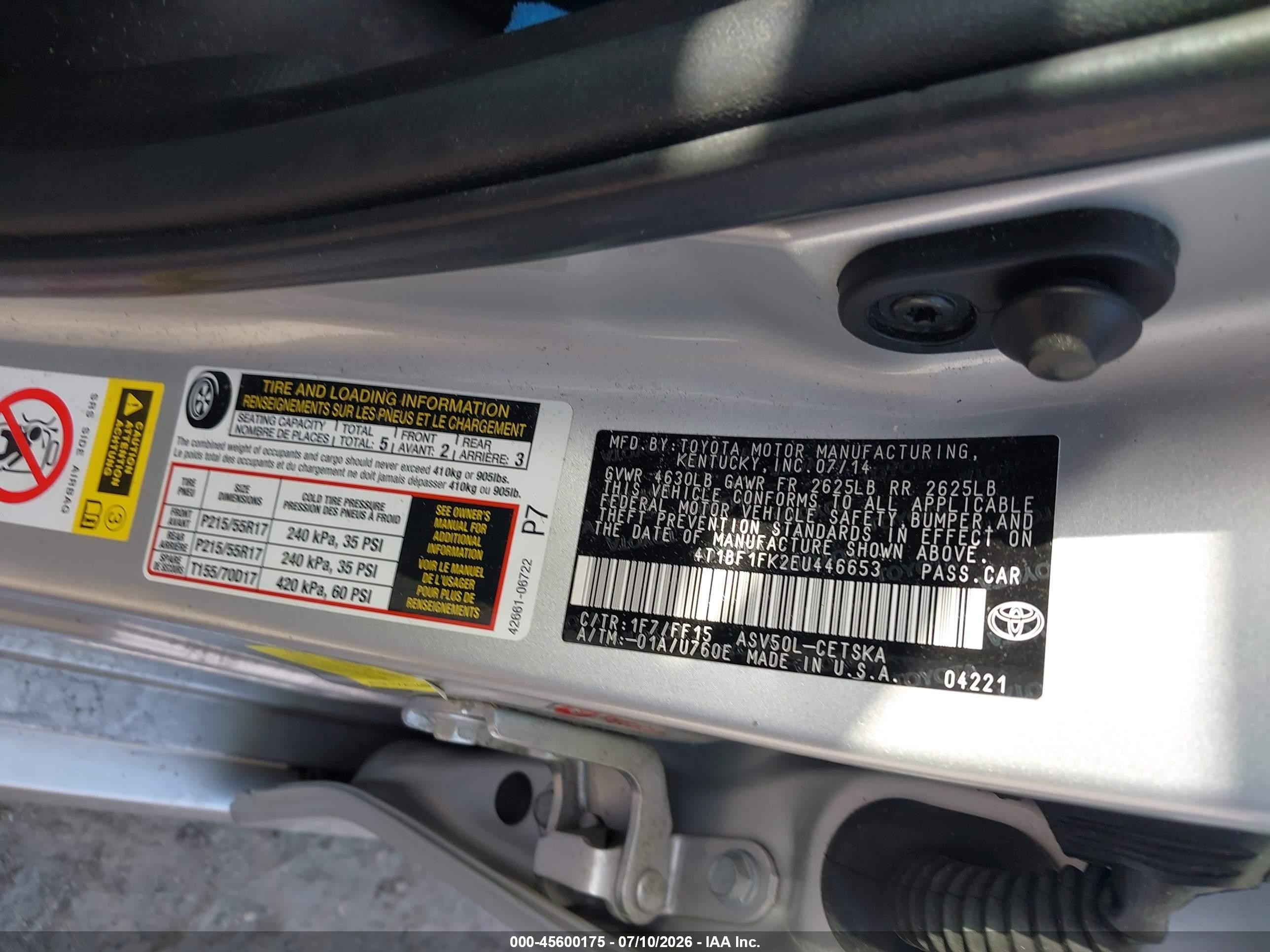 2014 Toyota Camry Se Silver vin: 4T1BF1FK2EU446653