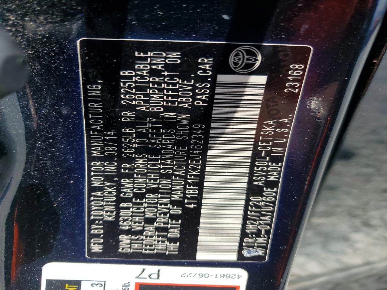 2014 Toyota Camry Se Blue vin: 4T1BF1FK2EU462349