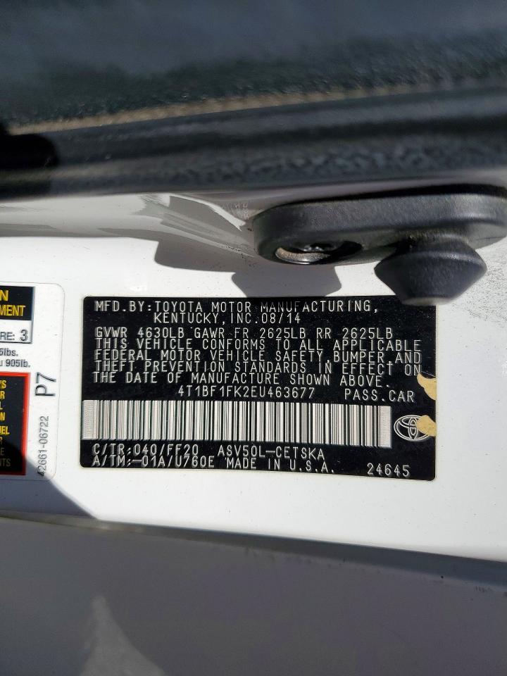 2014 Toyota Camry Se White vin: 4T1BF1FK2EU463677