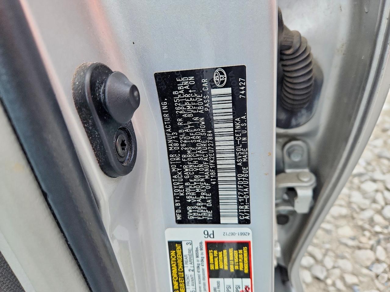 2014 Toyota Camry Le Silver vin: 4T1BF1FK2EU727884