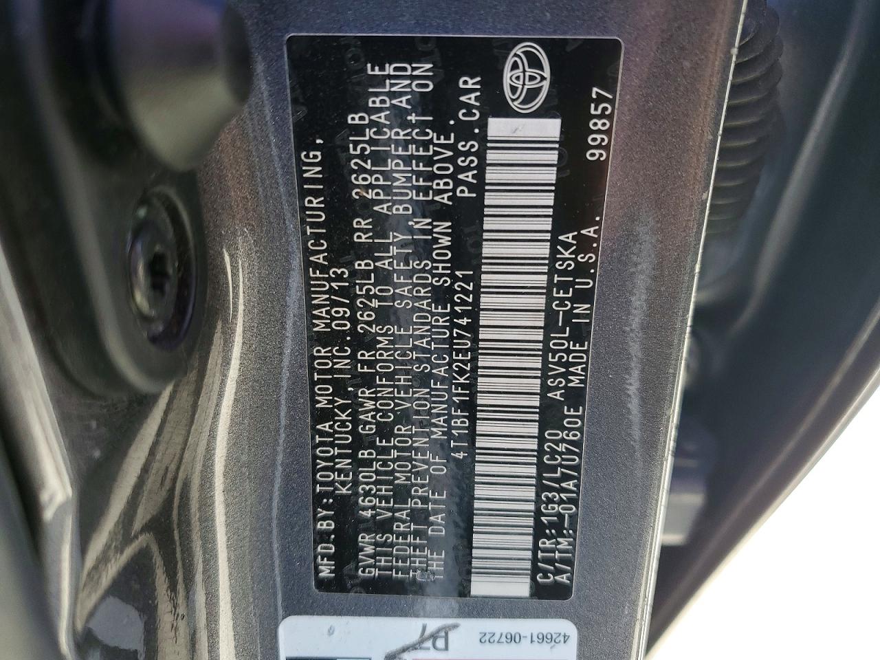 2014 Toyota Camry Se Gray vin: 4T1BF1FK2EU741221