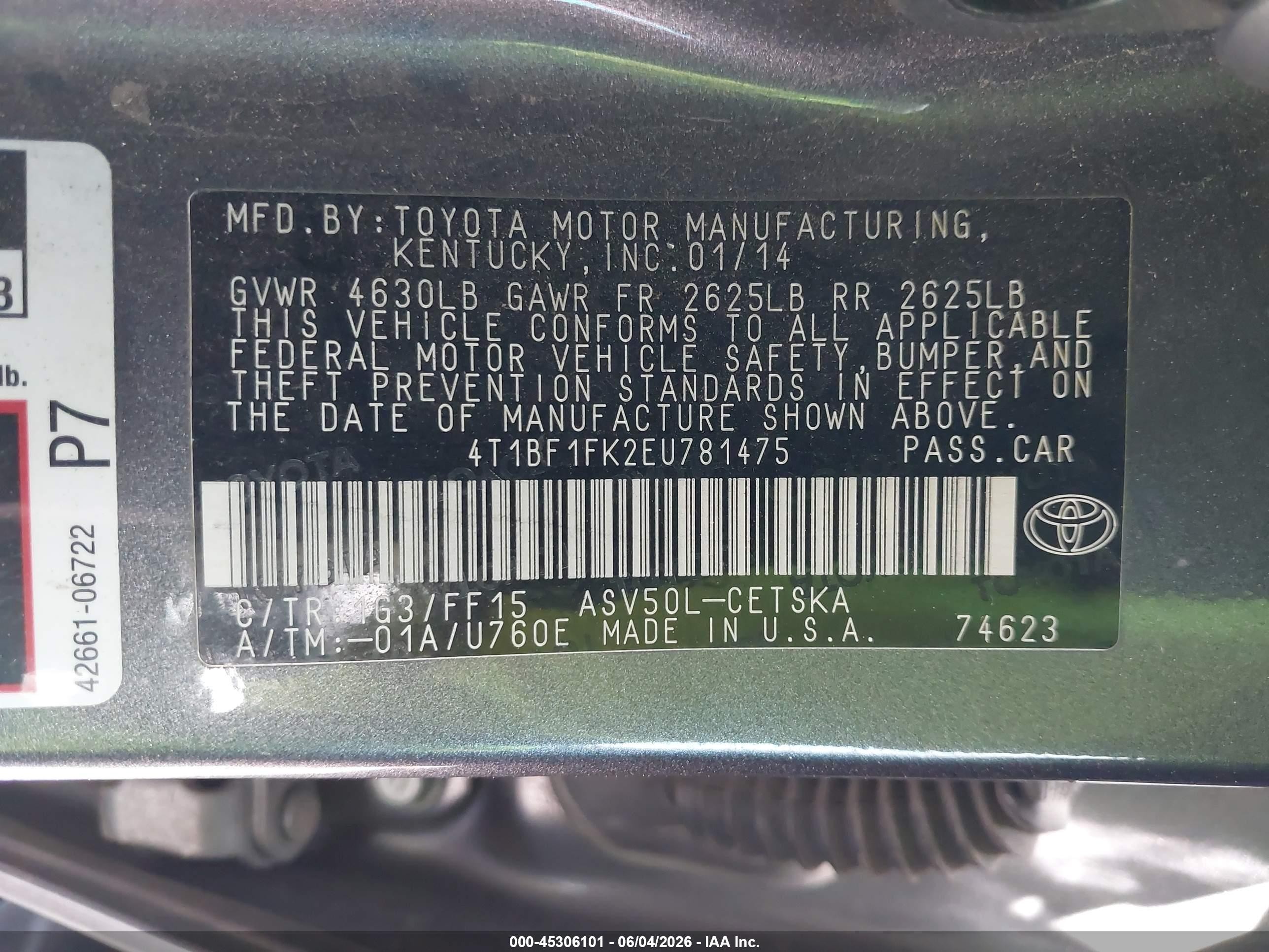 2014 Toyota Camry Se Серый vin: 4T1BF1FK2EU781475