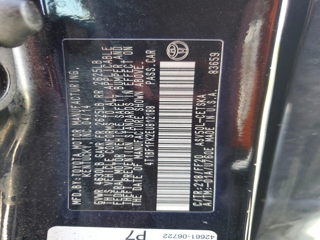 2014 Toyota Camry Se Black vin: 4T1BF1FK2EU812188