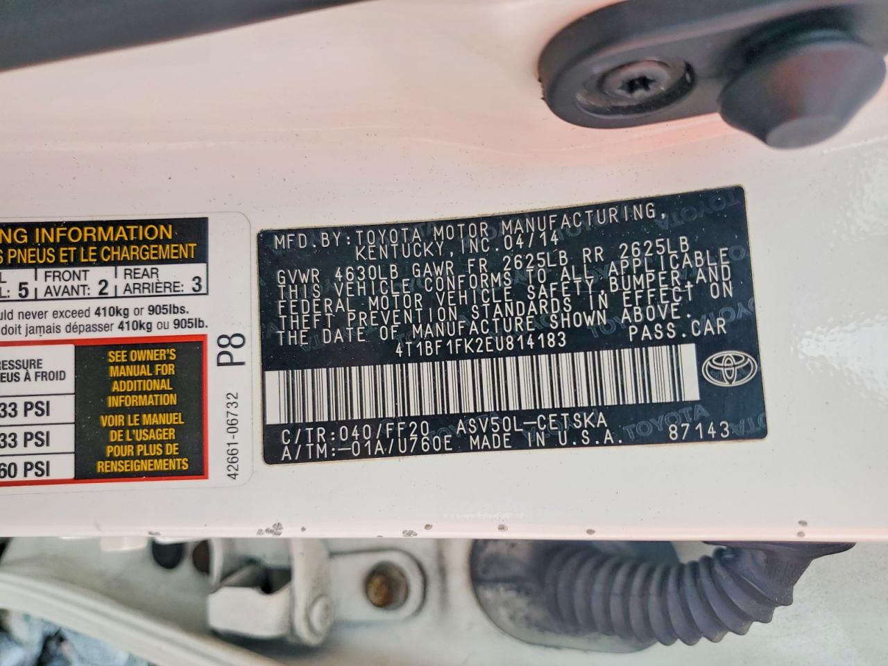 2014 Toyota Camry Se Sport White vin: 4T1BF1FK2EU814183