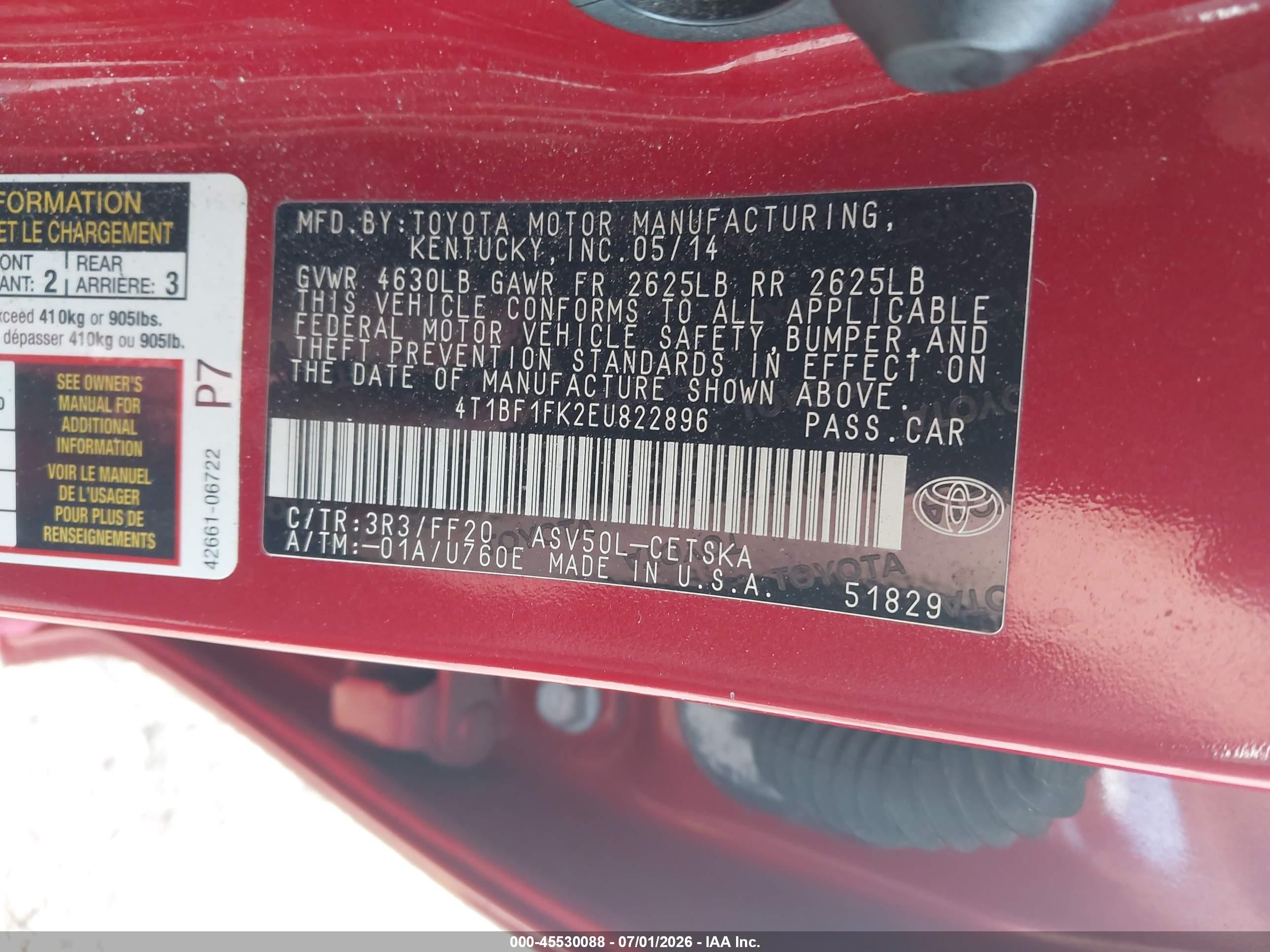 2014 Toyota Camry Se Red vin: 4T1BF1FK2EU822896