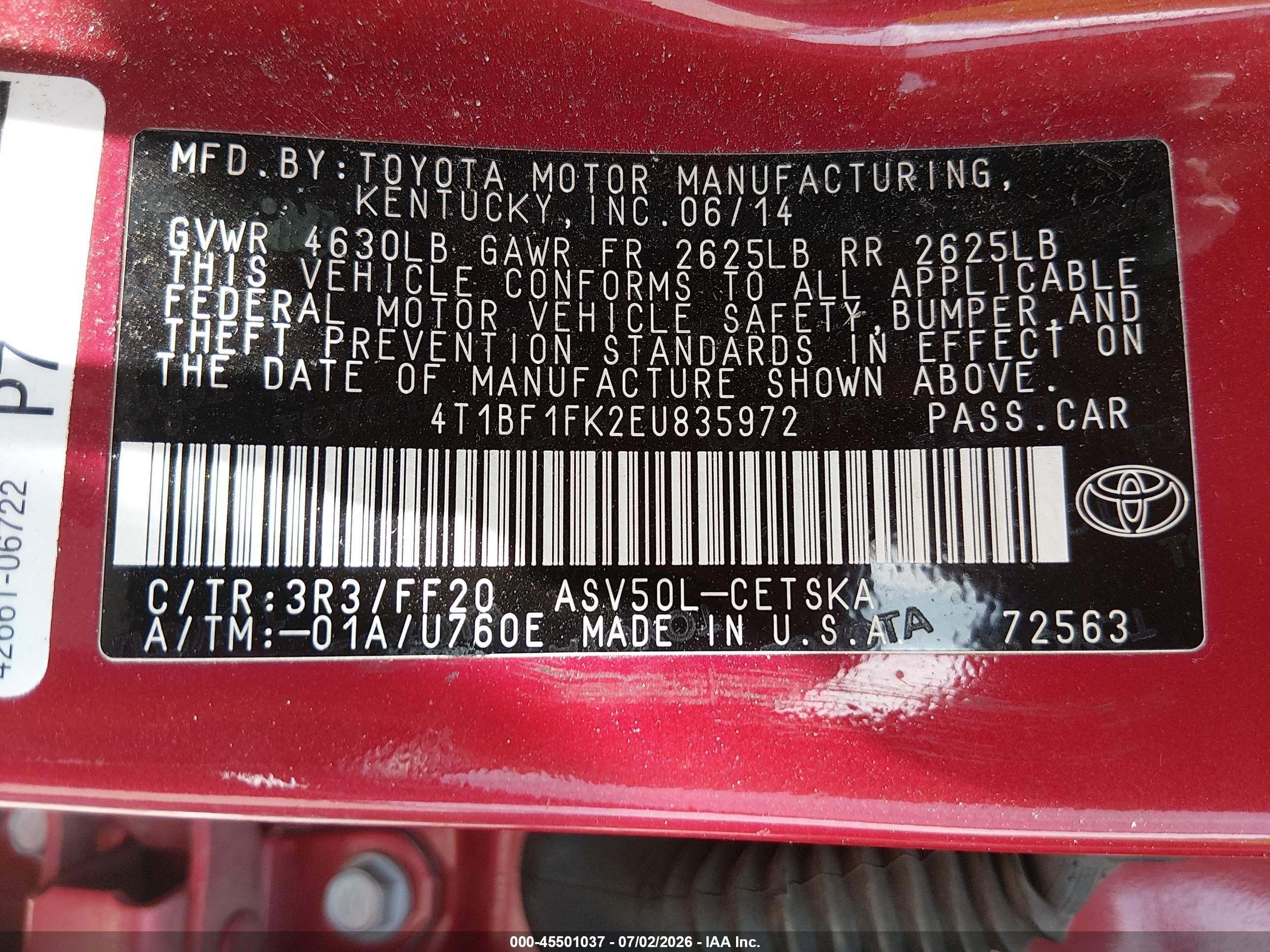 2014 Toyota Camry Se Red vin: 4T1BF1FK2EU835972