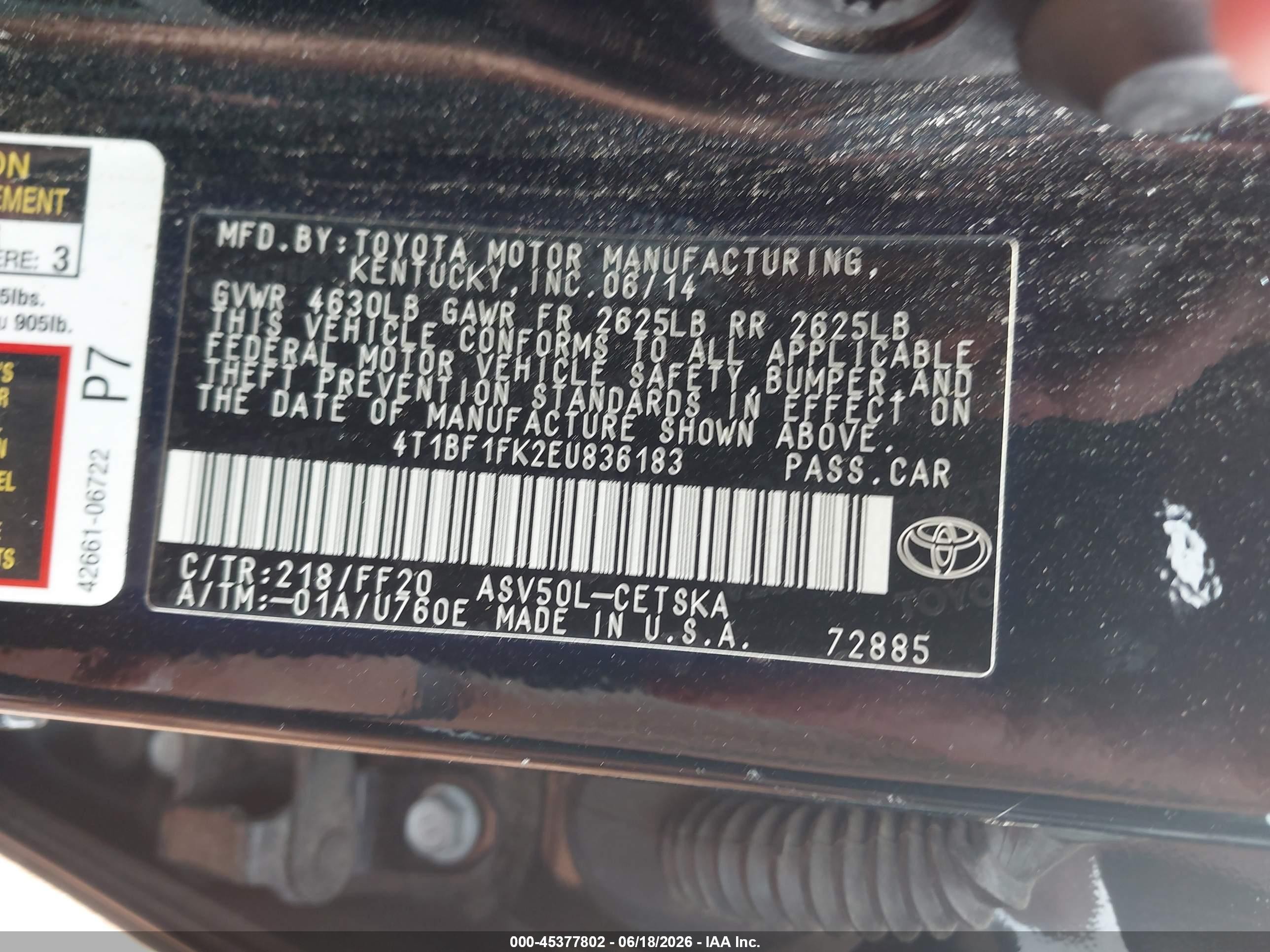 2014 Toyota Camry Se Black vin: 4T1BF1FK2EU836183